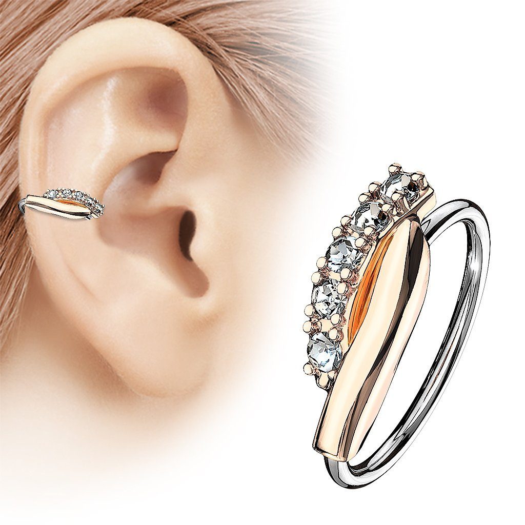 Taffstyle Nasenpiercing Helix Tragus Ohr Piercing Biegbar filigraner Ring mit Kristallen, Ring Zirkonia Glitzer Kristallen Septum Nase Lippe Nasenring Knorpel