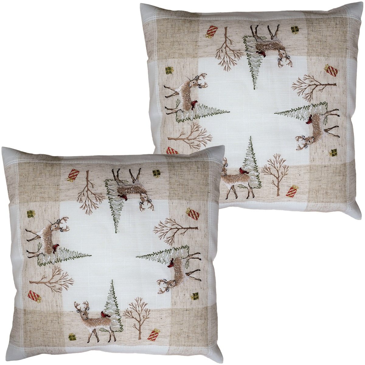matches21 HOME & HOBBY Наволочки Kissenhüllen ELLY 2er Set 40x40 cm waschbar & Reißverschluss, (2 Stück), Kissenhüllen Polyester bestickt für Wohnzimmer & Schlafzimmer