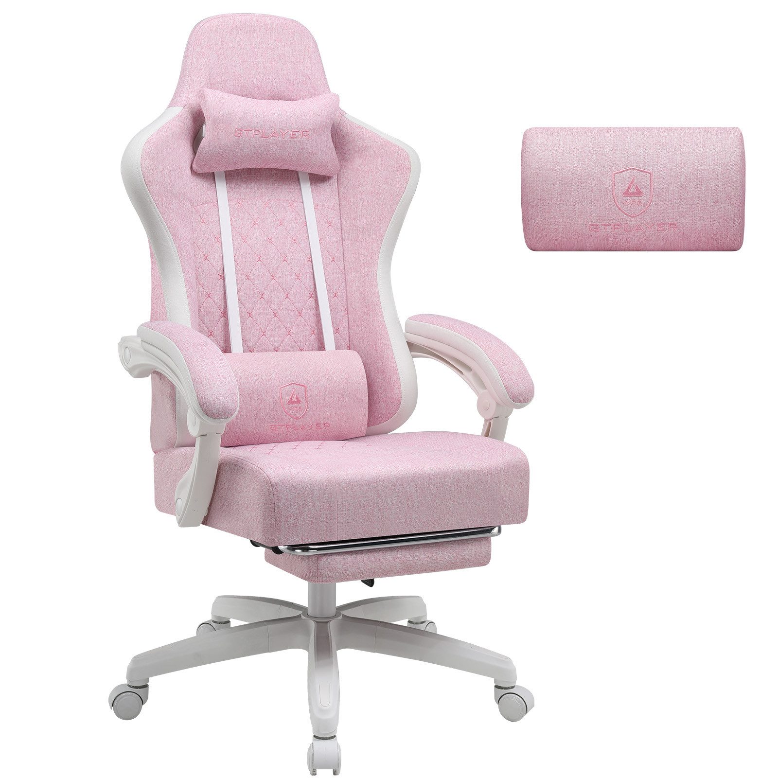 GTPLAYER Gaming-Stuhl Gaming Stuhl Stoff, Gaming Sessel mit Taschenfederkissen, Drehstuhl, Gamer Stuhl mit Fußstütze150 kg
