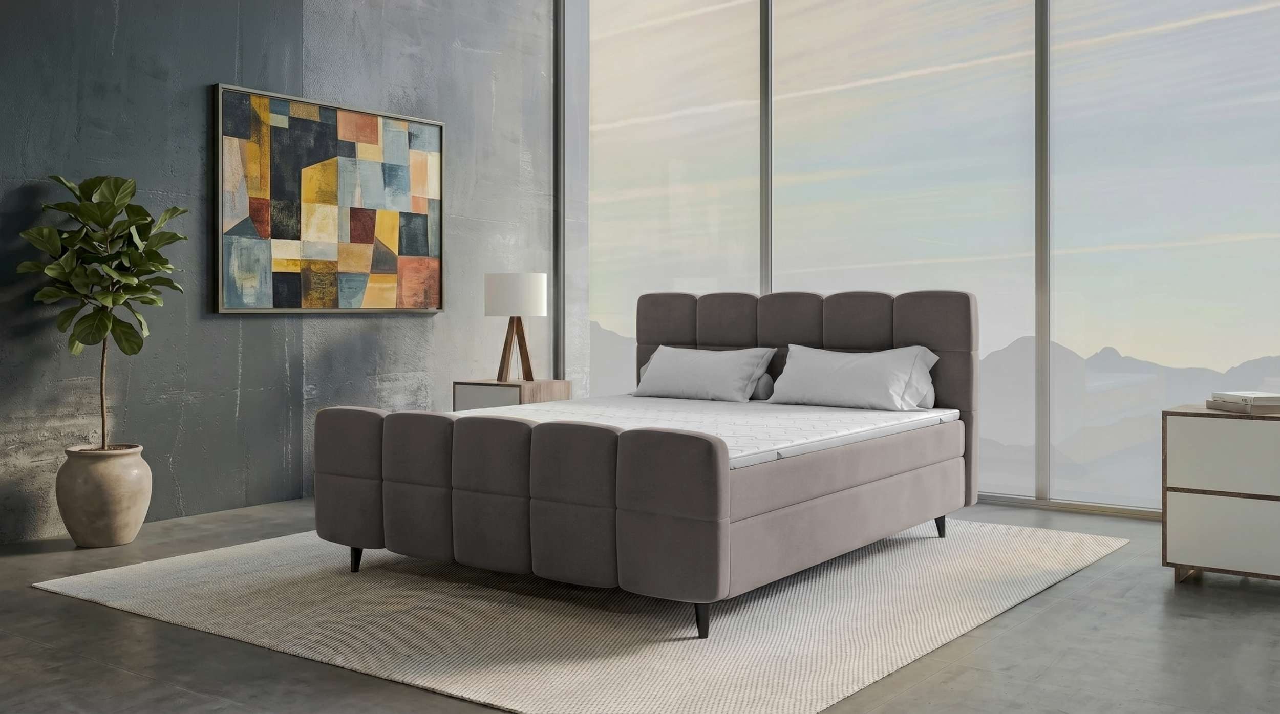 Sofa Dreams Boxspringbett Boxspringbett Luna (Schlafzimmerbett, Bett), 140/160/180x200 cm, in Samtstoff KRONOS, mit Topper, TFK-Matratze