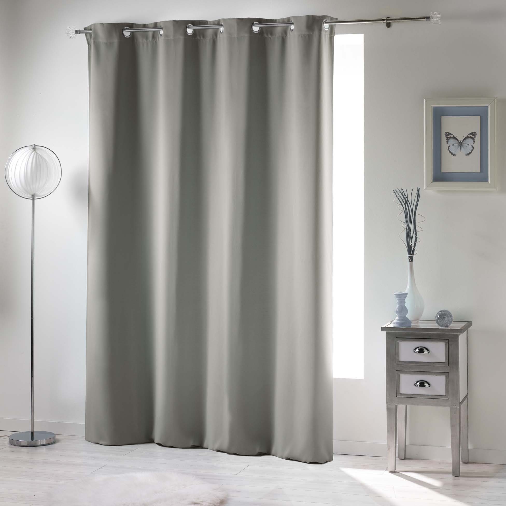 Vorhang, dynamic24, Ösen, blickdicht, Taupe blickdicht 135x240cm Gardine Verdunkelung Thermo Schallschutz