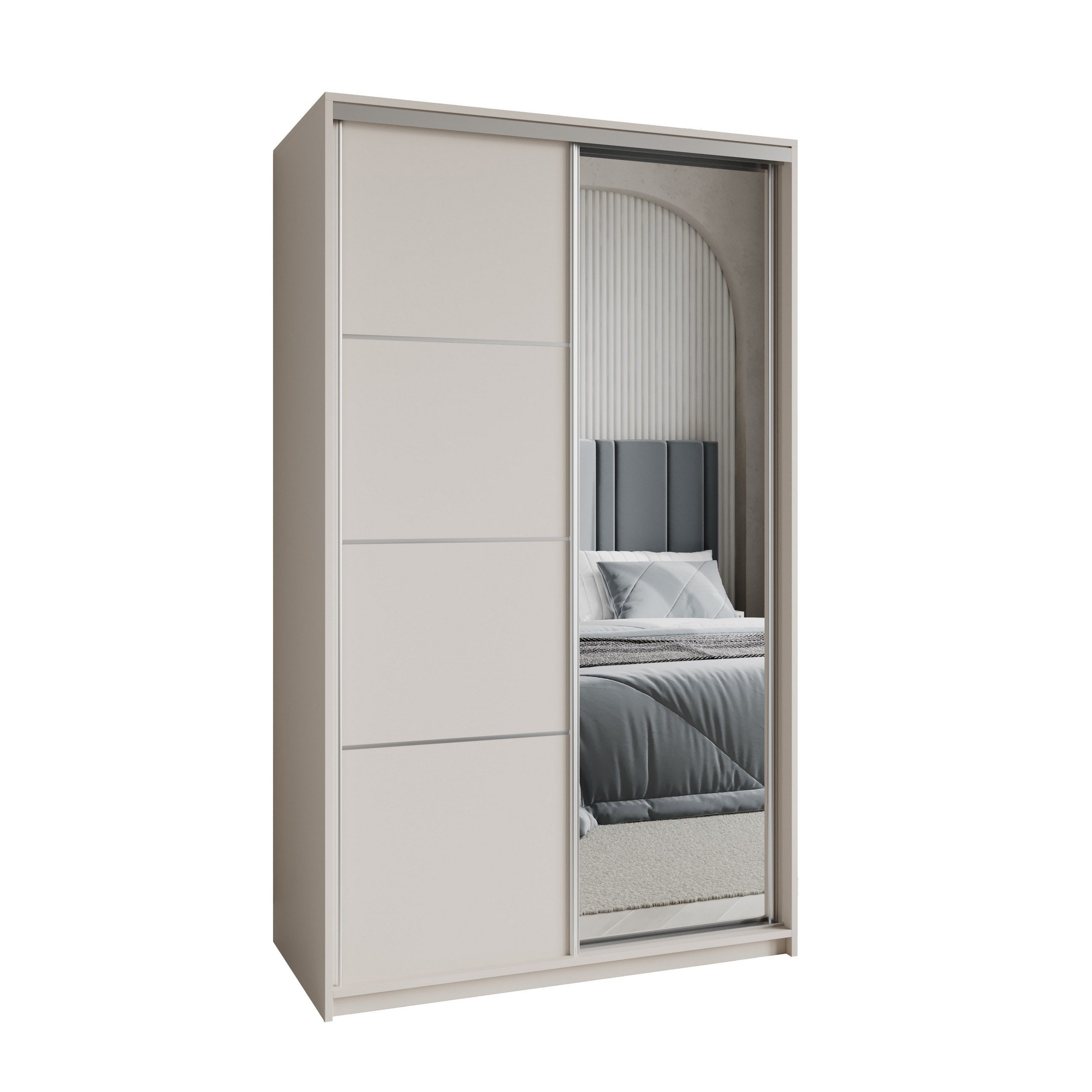 Masseno Schwebetürenschrank VARO Kleiderschrank mit Spiegel und Schubladen Schlafzimmerschrank