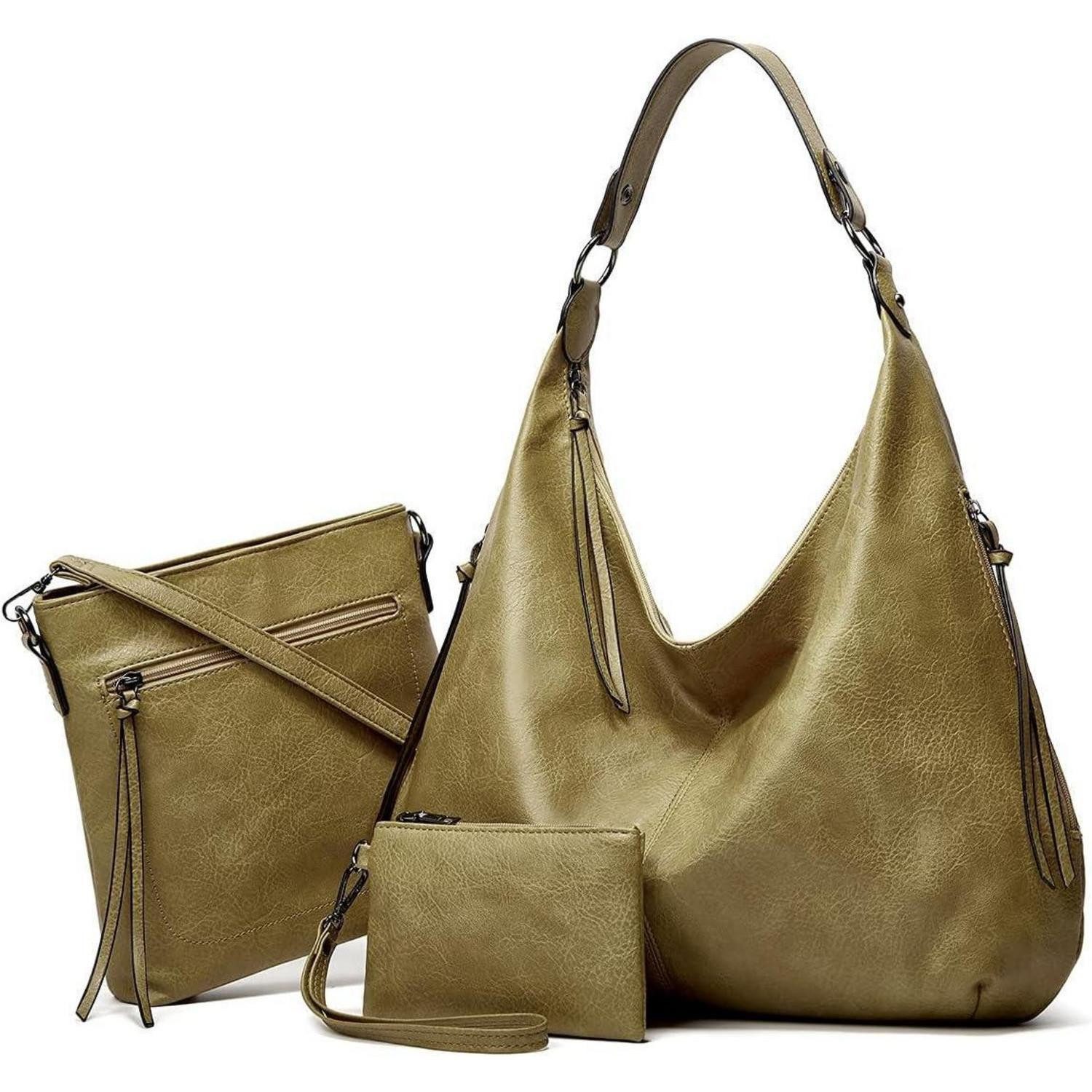 LuxusKollektion Handtasche Tote Bag Damen PU Leder Hobo Grüner Dreiteiliger Anzug