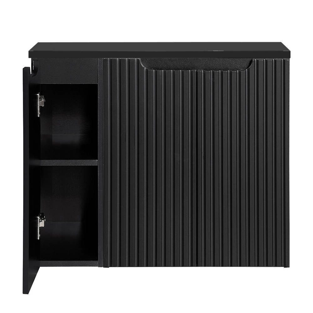 en.casa Waschbeckenunterschrank »Skelbolu« mit Waschplatte 3 Türen 80x60x40 cm Schwarz