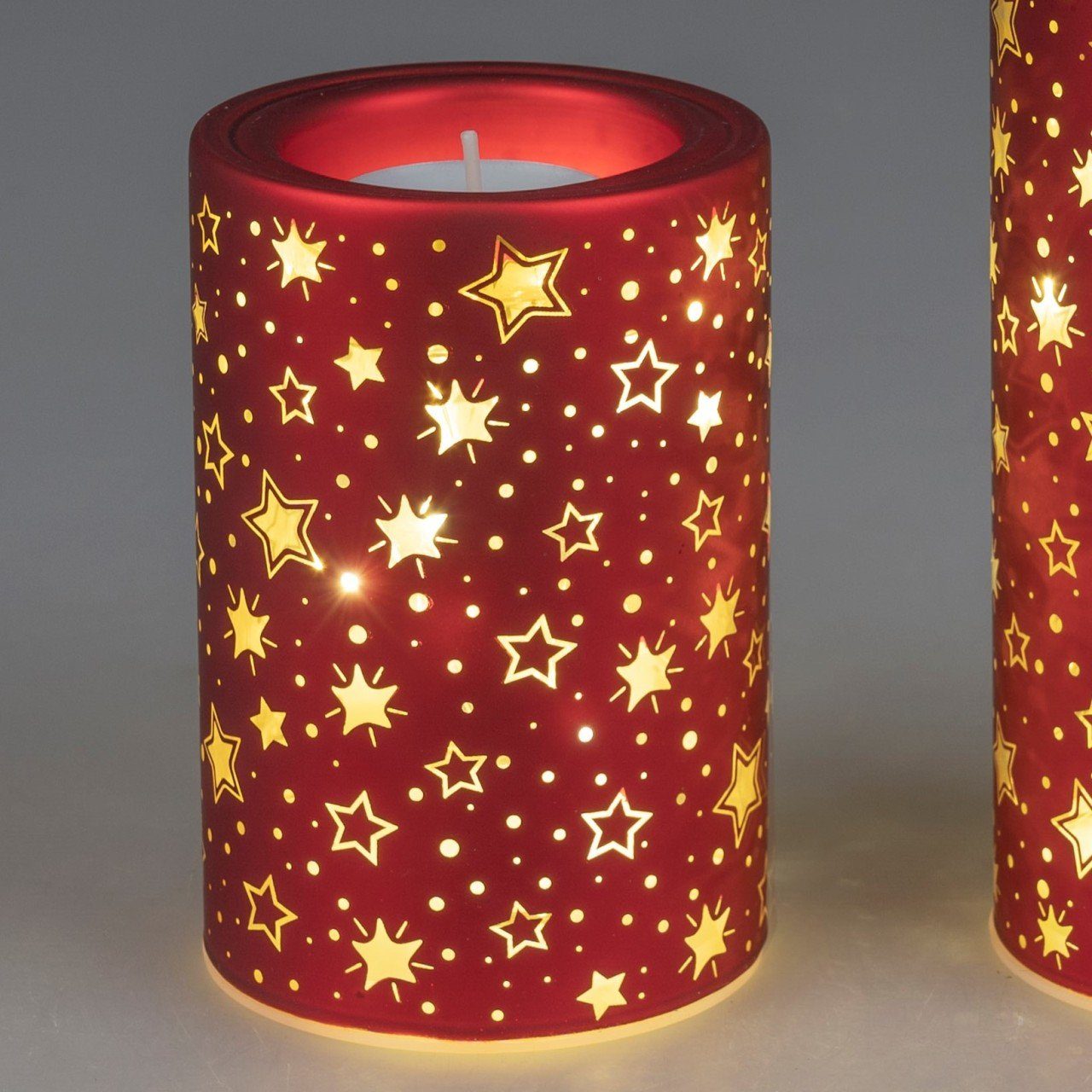 formano Teelichthalter Red Stars, Rot H:12cm D:8cm Glas