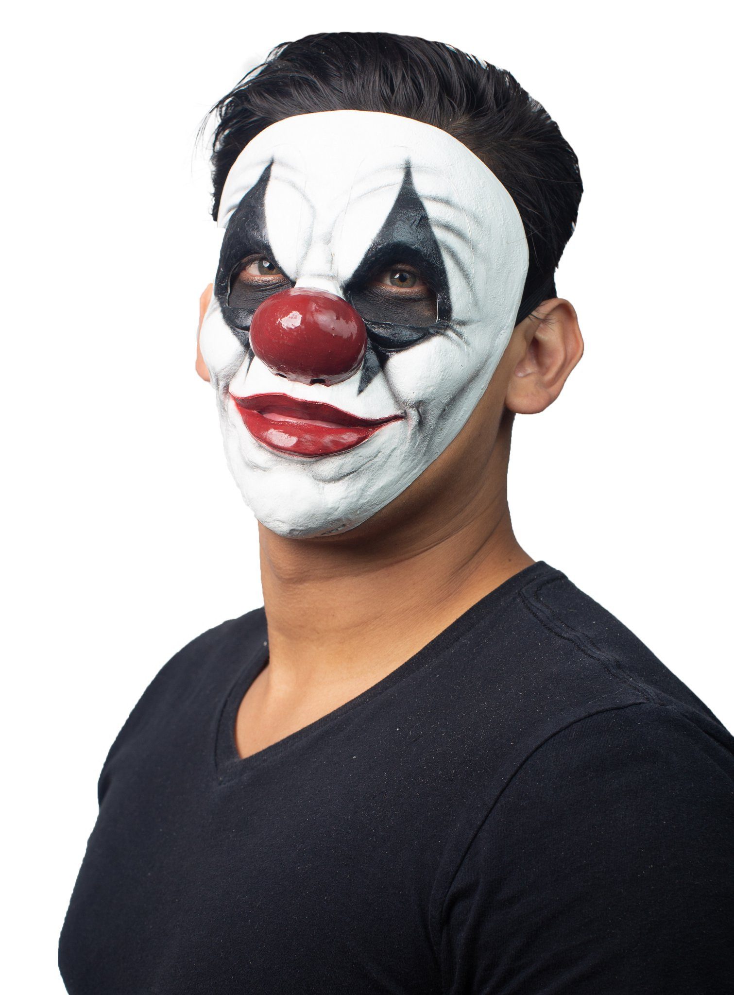 Baralan Verkleidungsmaske Clown Halbmaske Maske für Karneval Faschingskostüm, Günstige Horrormaske aus Latex mit Gummibund
