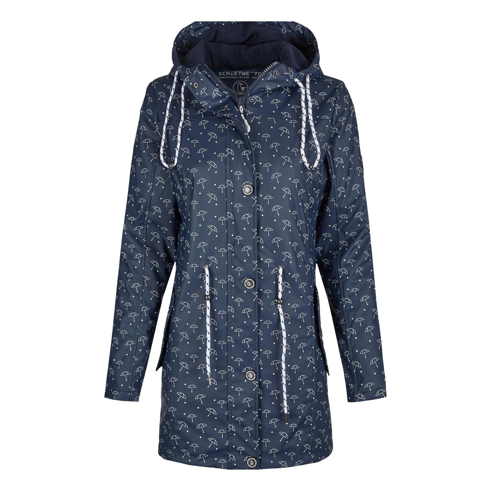 Schietwetter Regenmantel Damen wasserdicht, winddicht navy-weiss