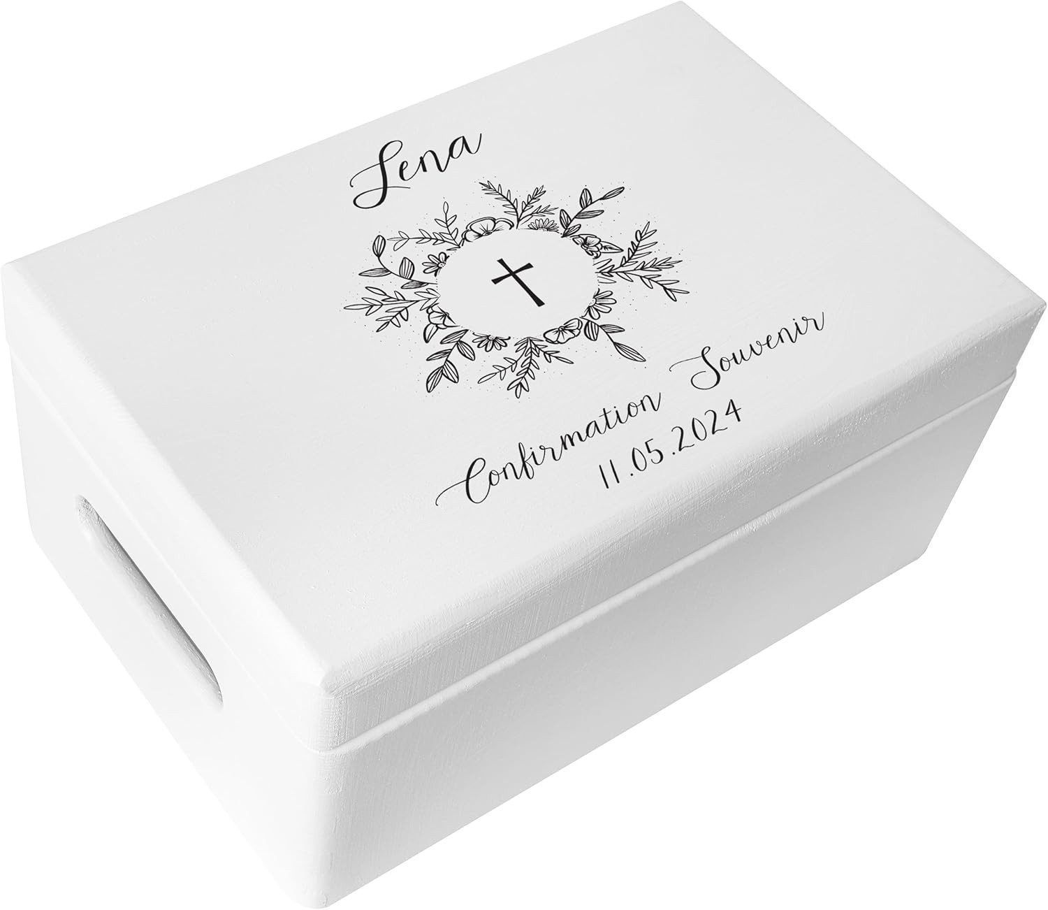 Creative Deco Holzkiste Kommunion Geschenke, Weiß, 30 x 20 x 14 cm