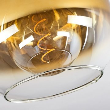 hofstein Deckenleuchte »Cesaro« Deckenlampe aus Metall/Glas in Schwarz/Goldfarben/Klar, ohne Leuchtmittel, Leuchte im Retro/Vintage-Design mit Schirm aus Glas (25cm), 1xE27