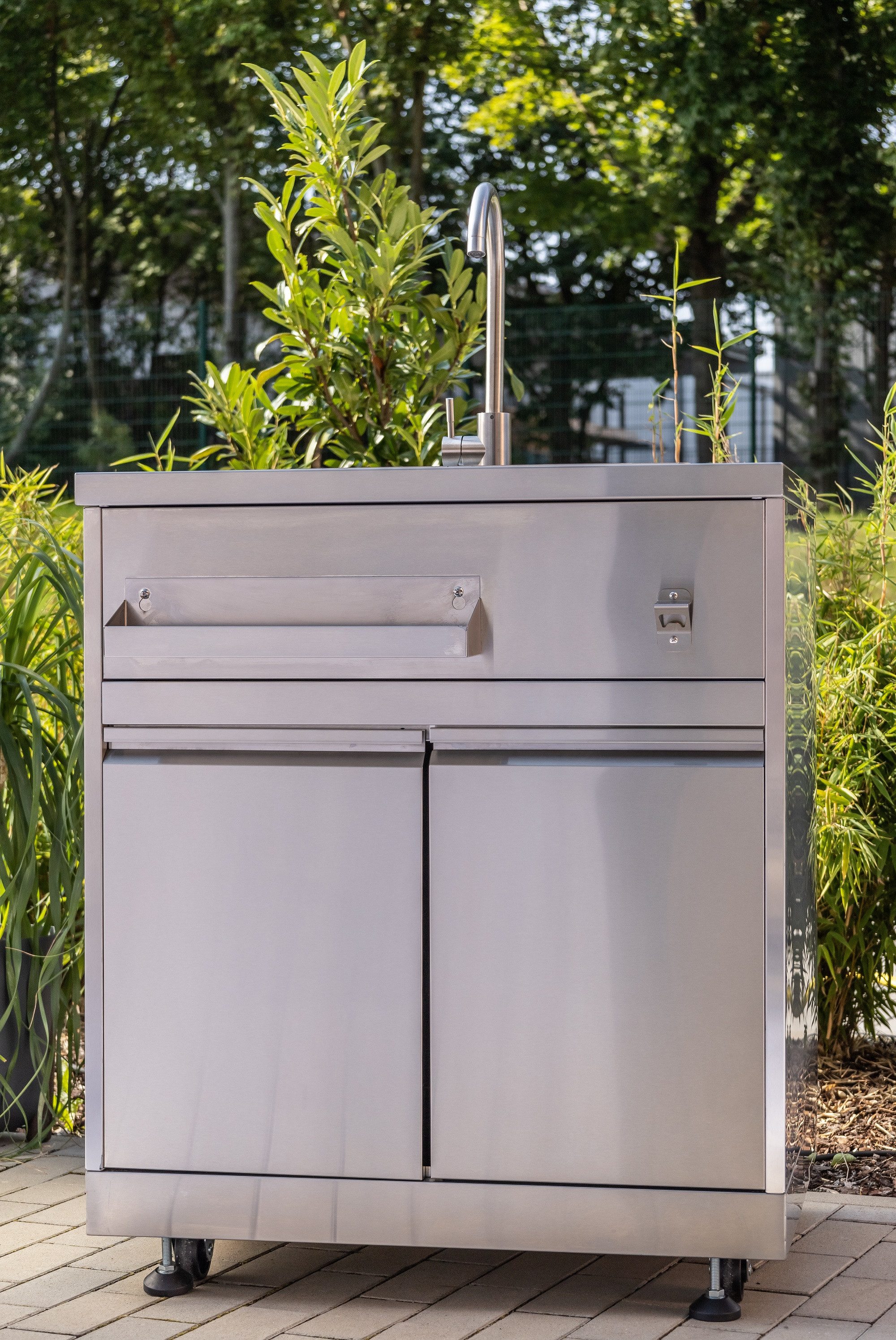 ONDIS24 Edelstahlspüle Edelstahlspüle mit Unterschrank für Outdoorküche, 81,3/66 cm