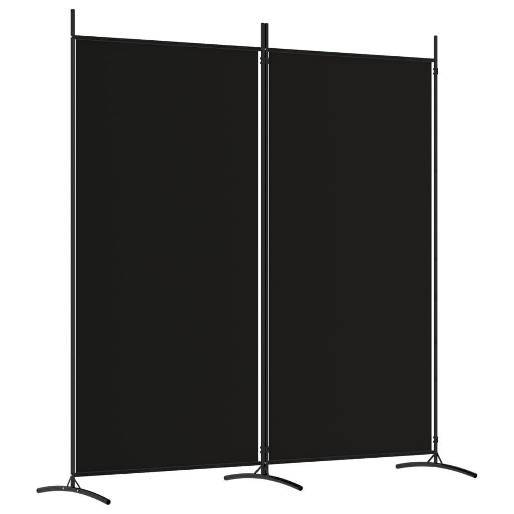 vidaXL Paravent 175 x 180 cm 2-tlg Paravent Schwarz 175x180 cm Stoff Spanische Wand Ra