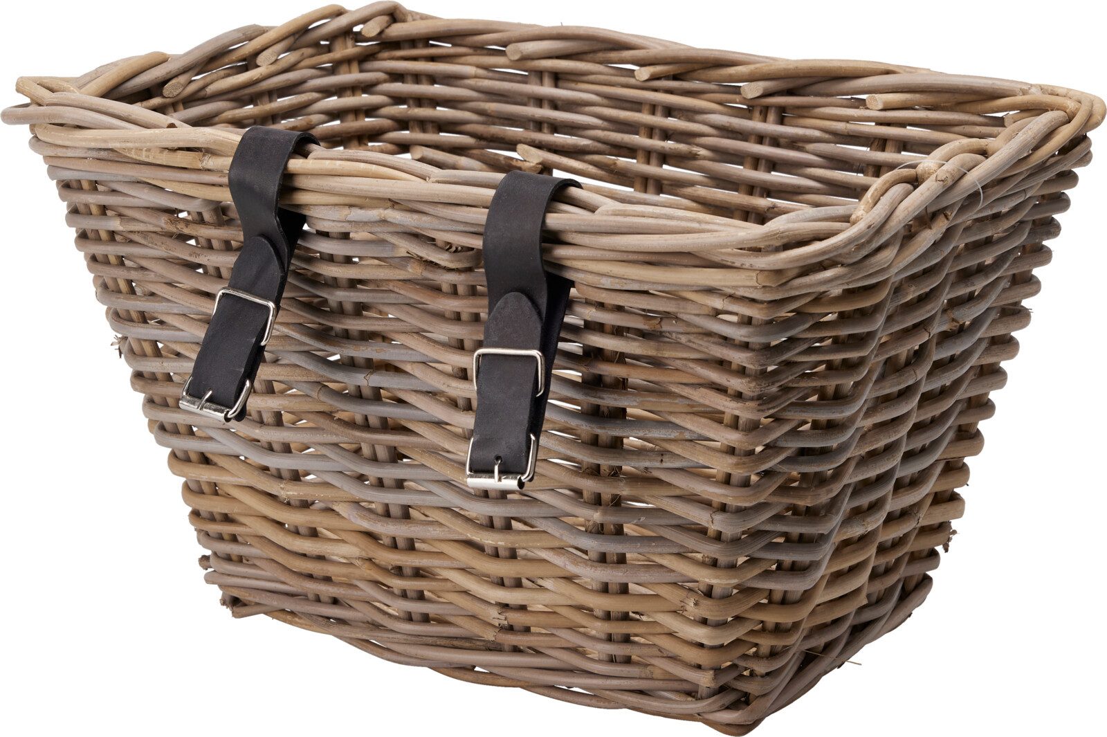 Koopman Fahrradkorb Lenkerkorb Einkaufskorb Rattan Korb Korbgeflecht Lederriemen (1-tlg), 39x24cm, Rattan, Natur, Hochwertig, Stauraum