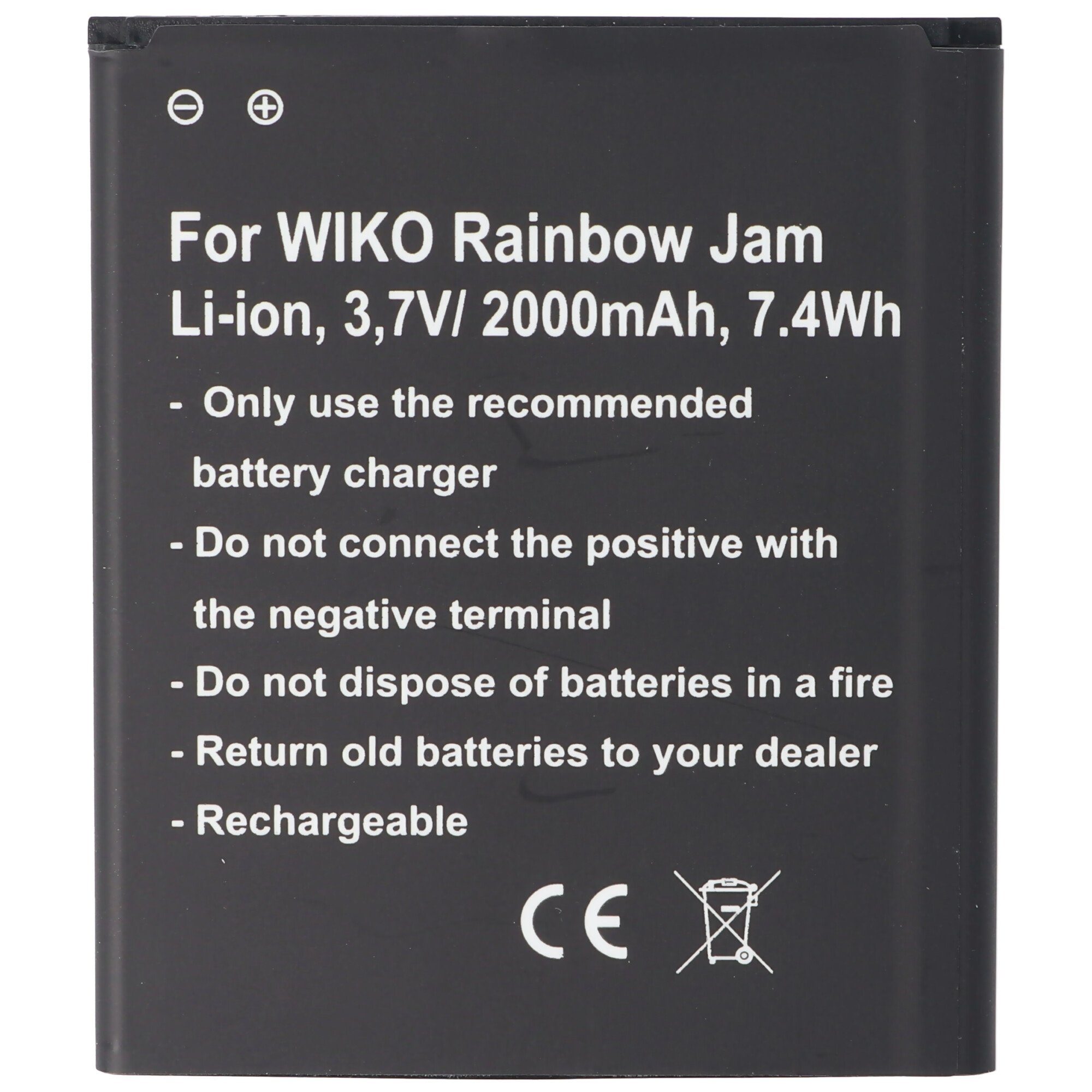 AccuCell Akku passend für Wiko Rainbow Jam, Wiko Rainbow Jam 4G, Akku 5222, 60 Akku 2000 mAh (3,7 V)