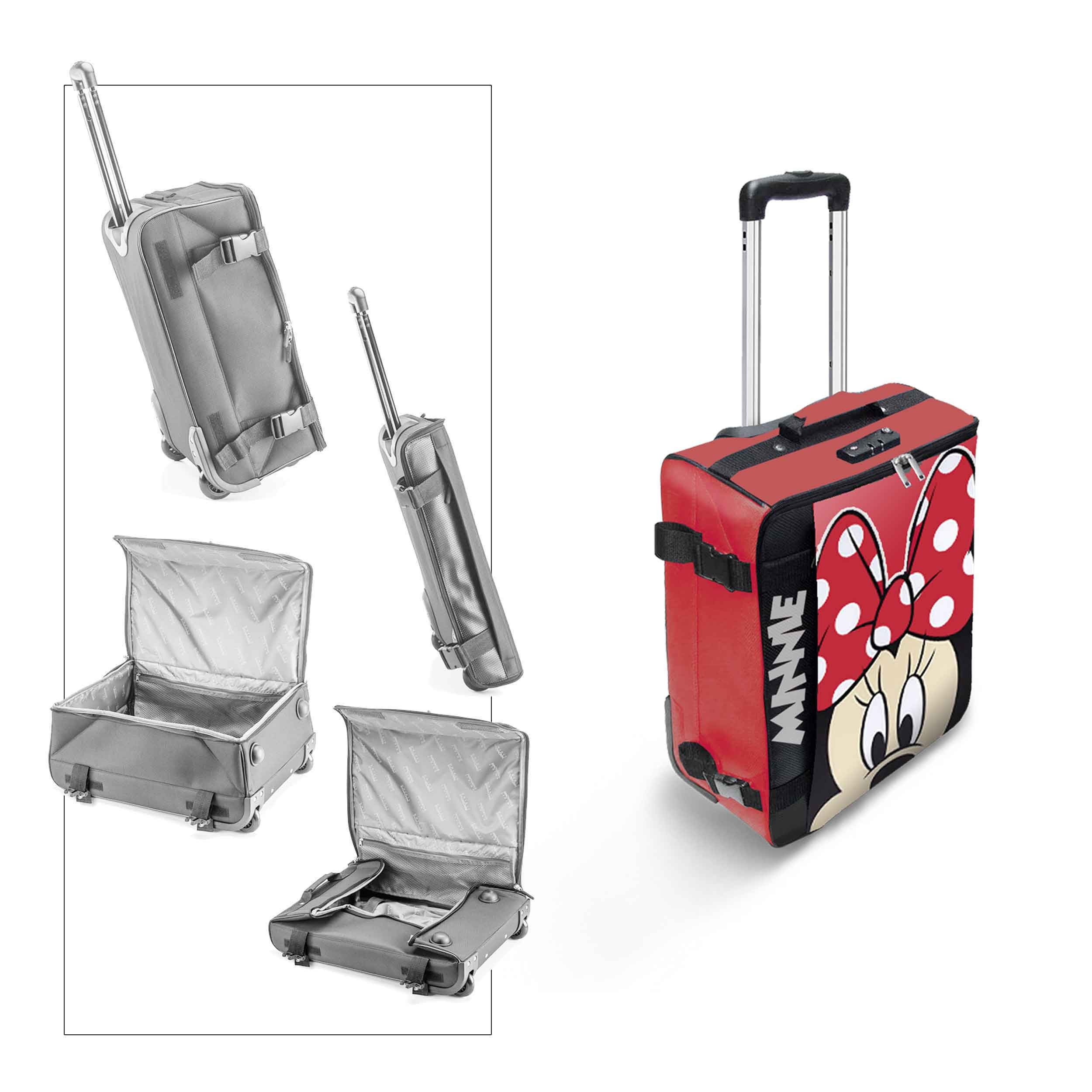 Karactermania Handgepäckkoffer Disney Minnie Maus Kabinenkoffer weicher Koffer Reisekoffer faltbar, leicht & gut zu verstauen mit Schloss