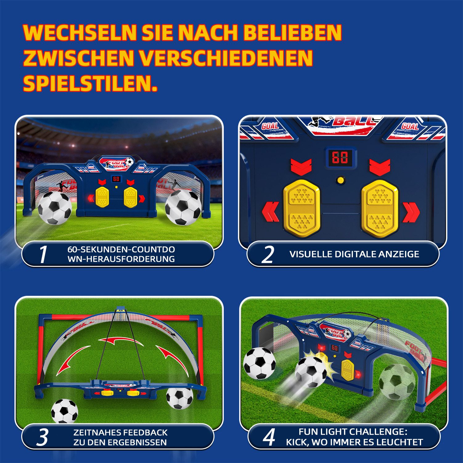 Esun Spielball Fußball Spielzeug, Fussball Geschenke Jungen für Garten Indoor Outdoor (Set, Fußballspiele mit Lichtern), Fußball Training Soccer Spiel Kinder ab 6 7 8 9 10