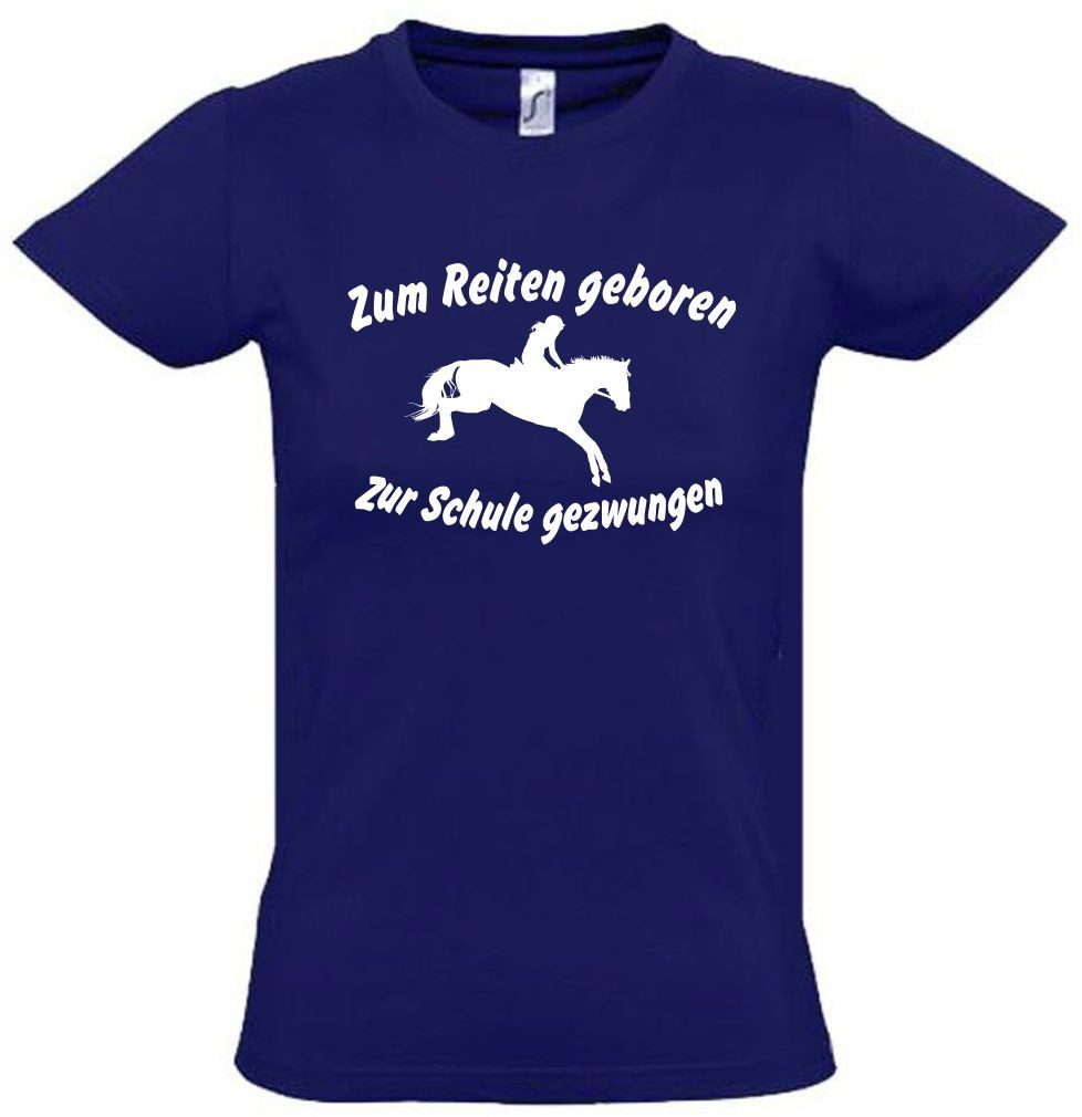 T-Shirt Zum Reiten geboren - Zur Schule gezwungen Mädchen T-Shirt