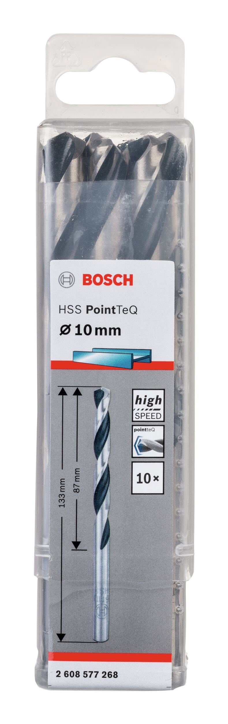 Thumbnail - BOSCH Metallbohrer, (10 Stück), HSS PointTeQ (DIN 338) Metallspiralbohrer - 10 mm - 10er-Pack