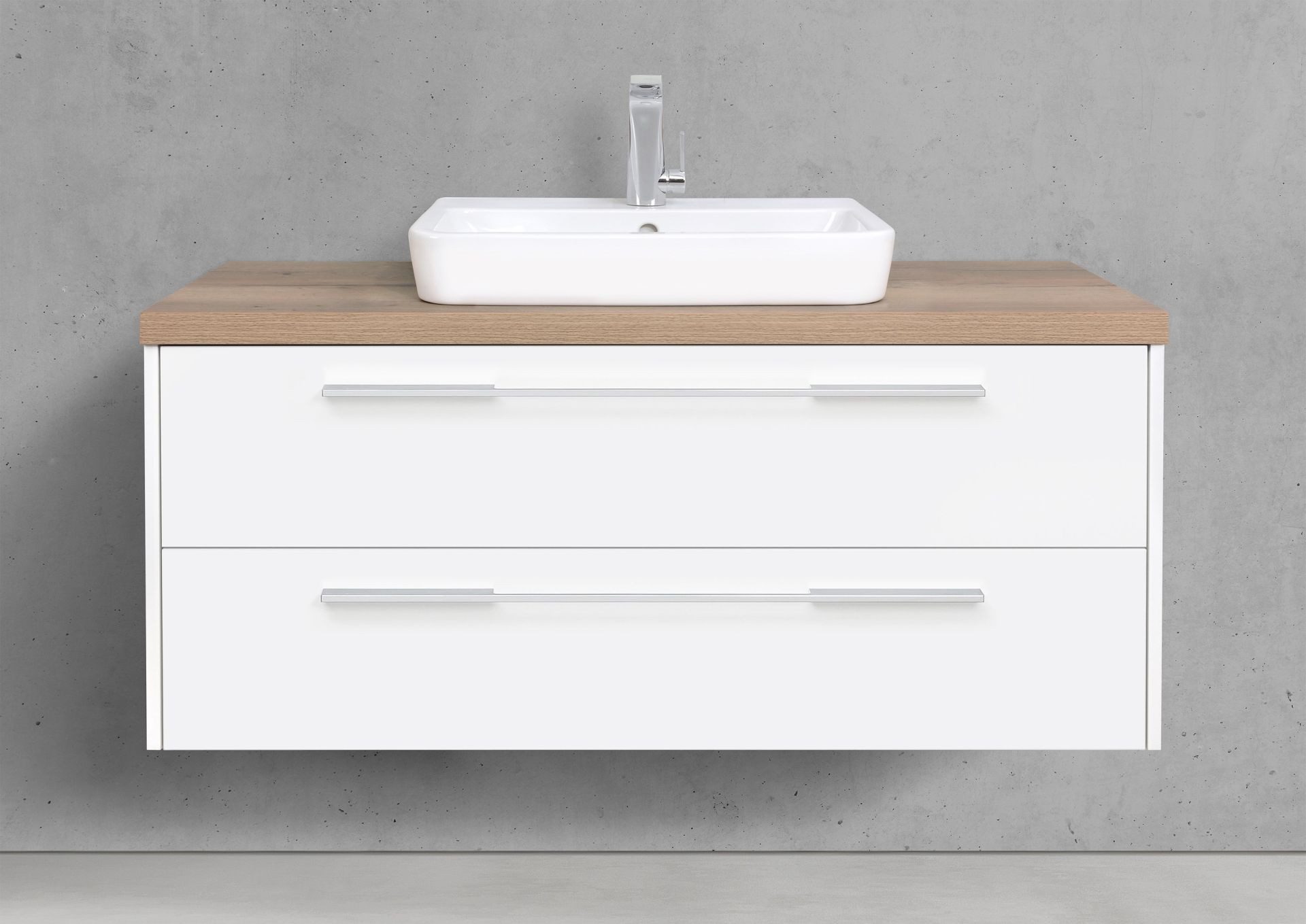 Intarbad Waschtisch Badmöbel Set Luxor Waschbecken Villeroy & Boch O.Novo und Unterschrank (120 cm Breite, Höhe 61,8 cm 2x Vollauszug/Selbsteinzug, Wandhängend, Soft-Close, Holz-/Lackdekore, Doppelwandige Metallauszüge), Vormontierte Lieferung, 160 kg Traglast, Made in Germany