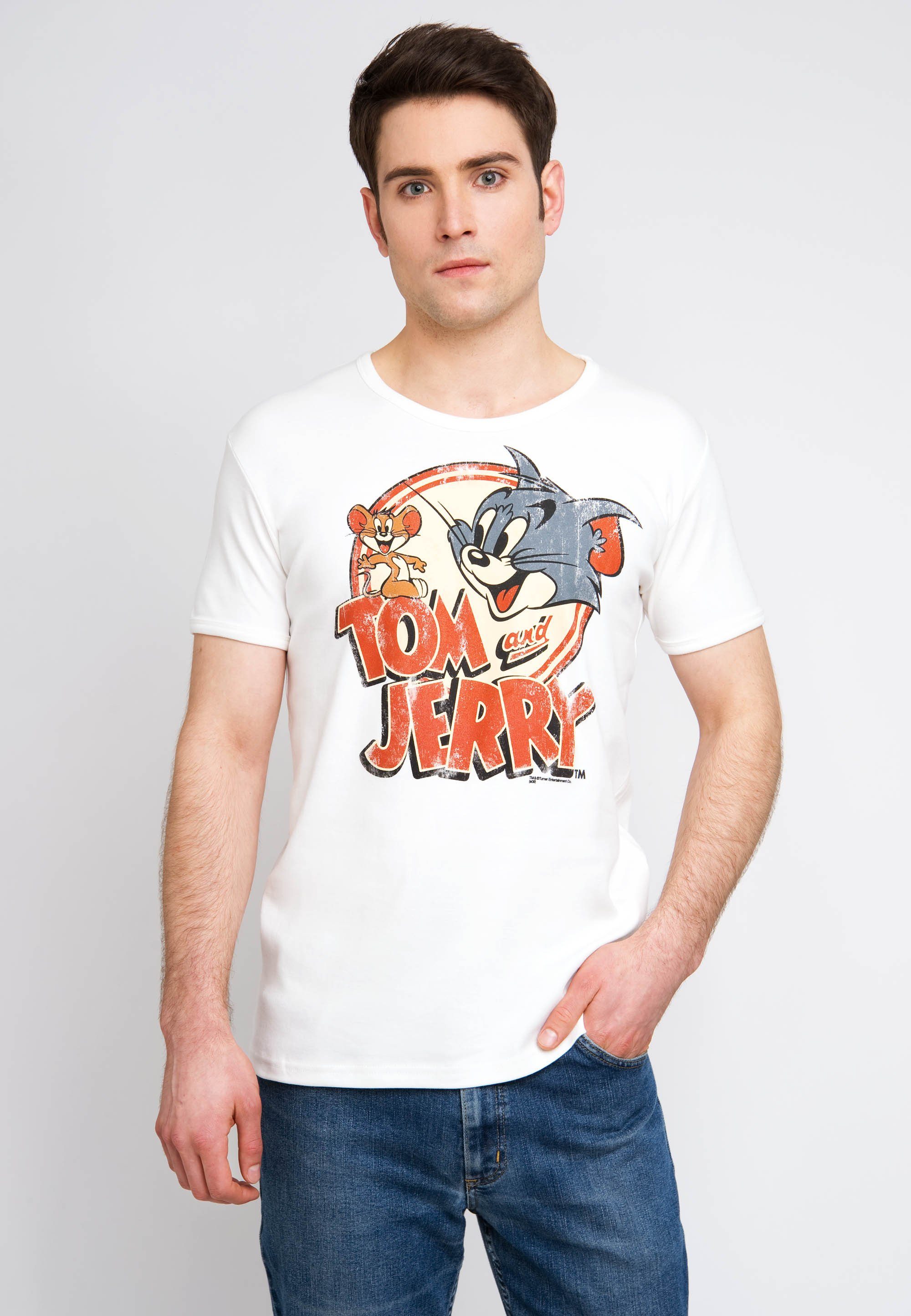 LOGOSHIRT T-Shirt Tom & Jerry-Print bunt Logo - Tom & Jerry mit