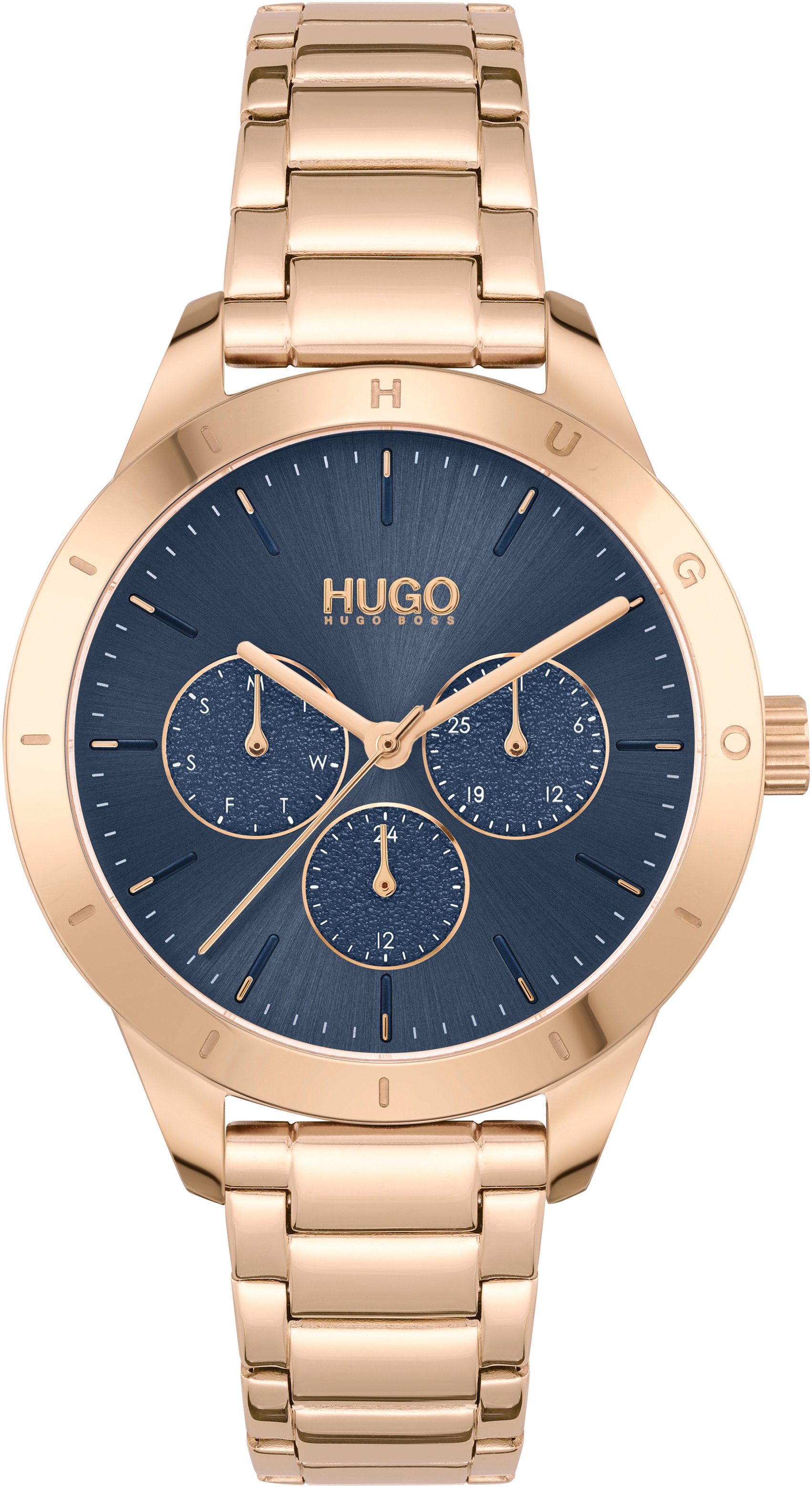 HUGO Multifunktionsuhr #FRIEND, 1540092, Quarzuhr, Armbanduhr, Damenuhr, Datum, 12/24-Stunden-Anzeige