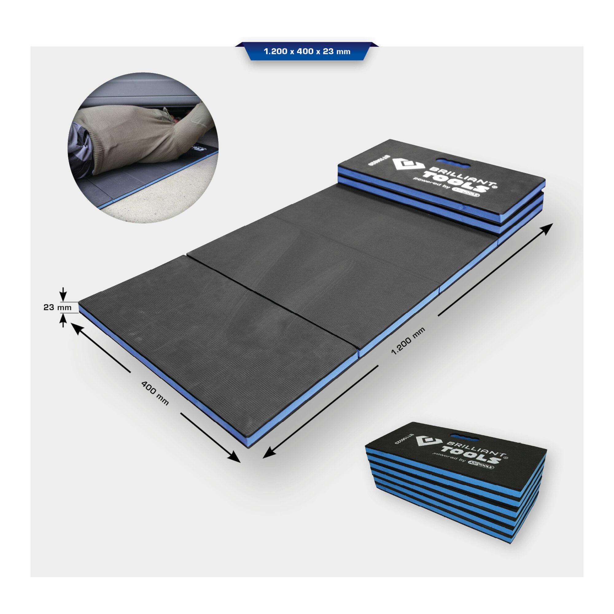 Brilliant Tools Bürostuhl Brilliant Tools Faltbare Mechaniker-Schutzmatte, 1200 x 400 x 23 mm