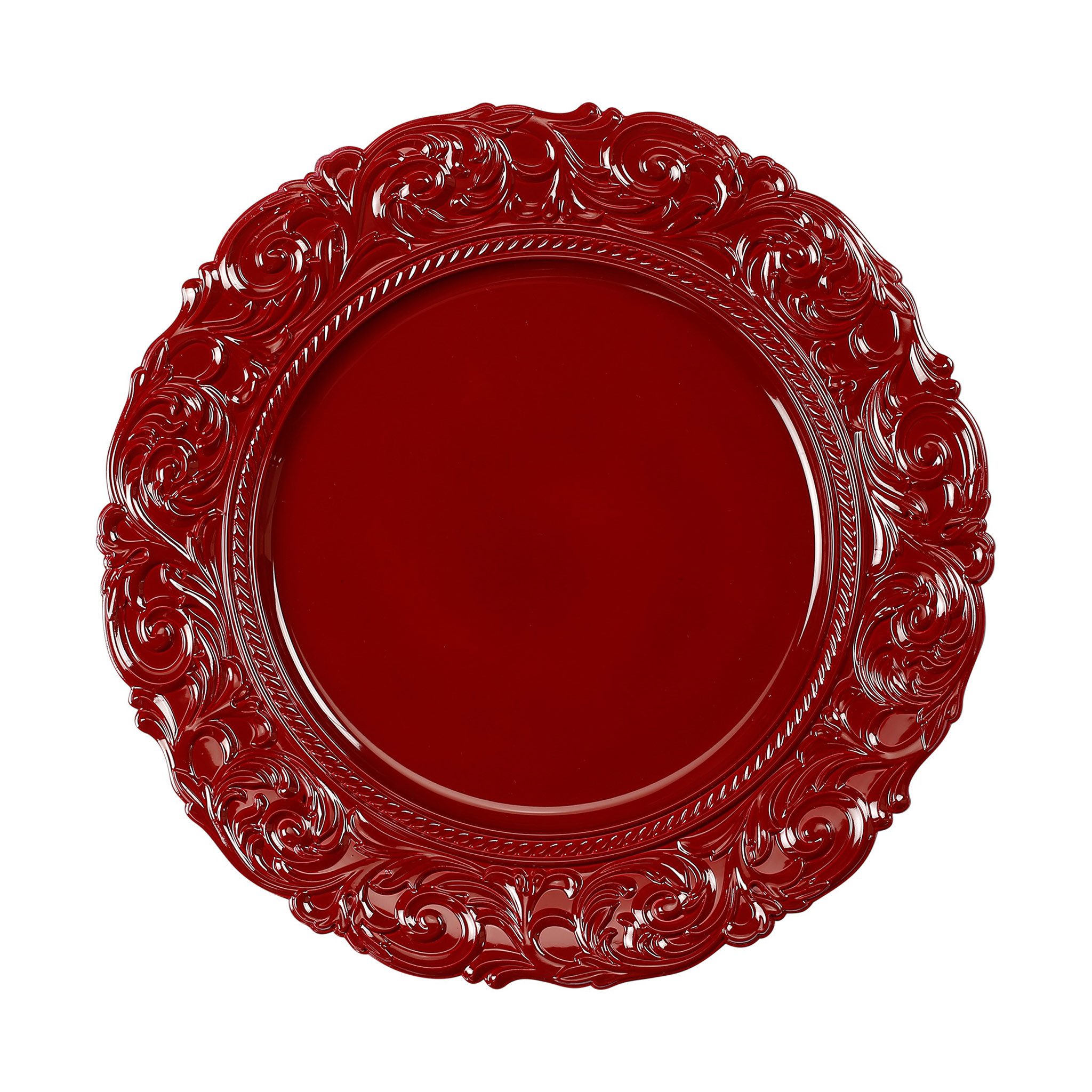 MAGIC by Inge Dekoteller, Dekoteller 33cm Kunststoff mit prunkvollem Muster - Rot