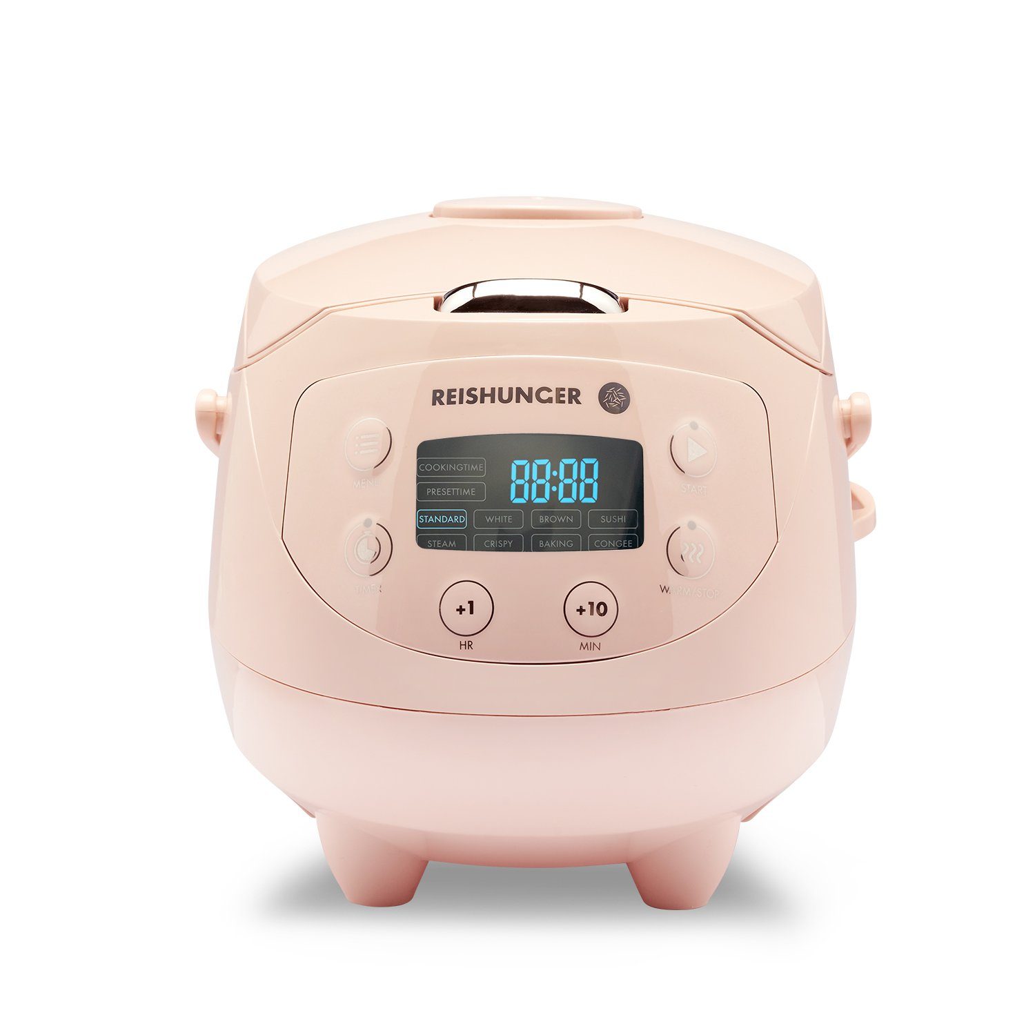 und Timer- Reiskocher Rosa Warmhaltefunktion Mini Reiskocher, 350 Digitaler Dämpfeinsatz, Reishunger W, Messbecher, - Reislöffel,