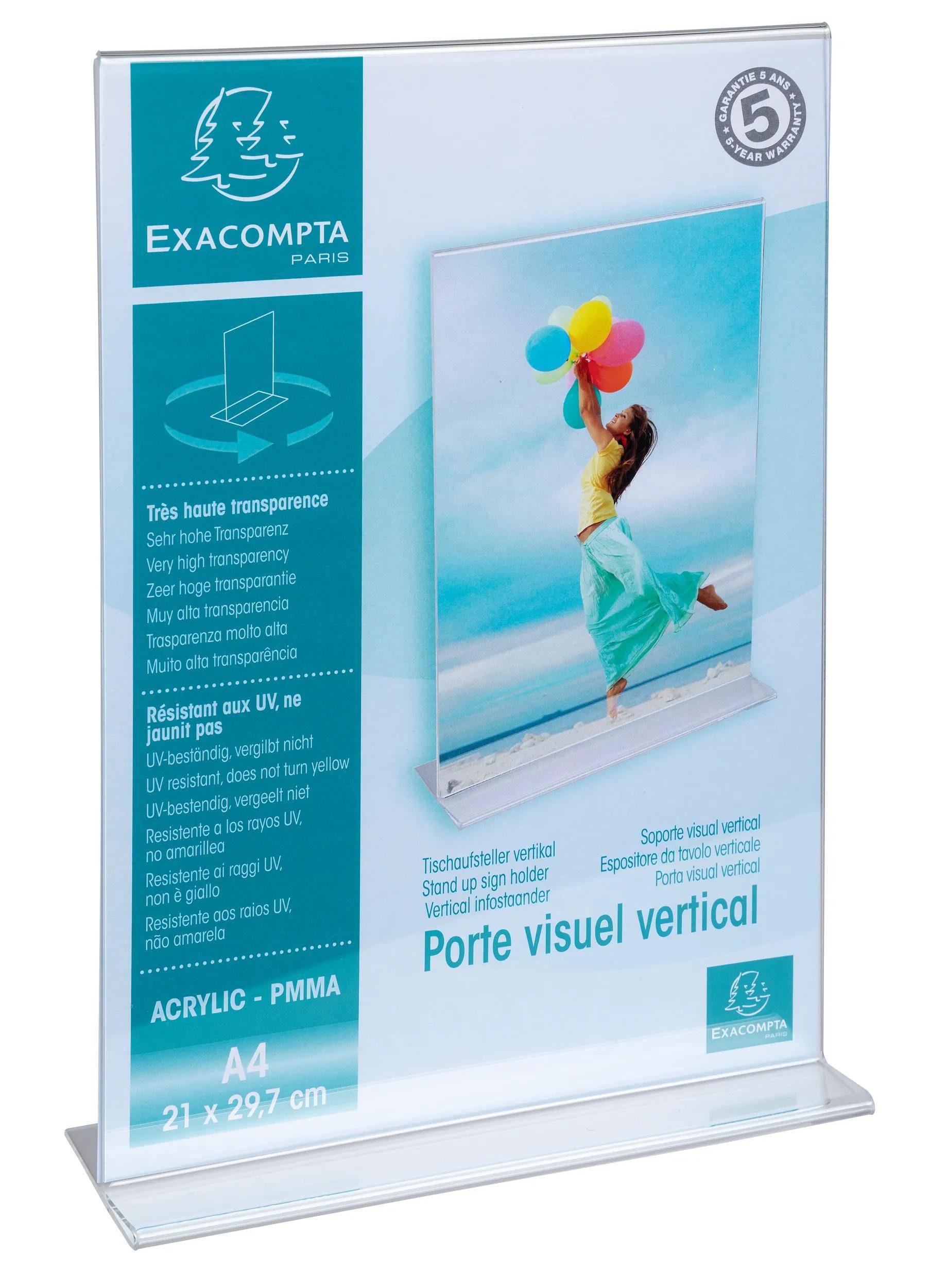 EXACOMPTA Zeitungsständer 20x gerader Tischaufsteller A4, Hochformat, Exacryl, Kristall, 84158D, Displays