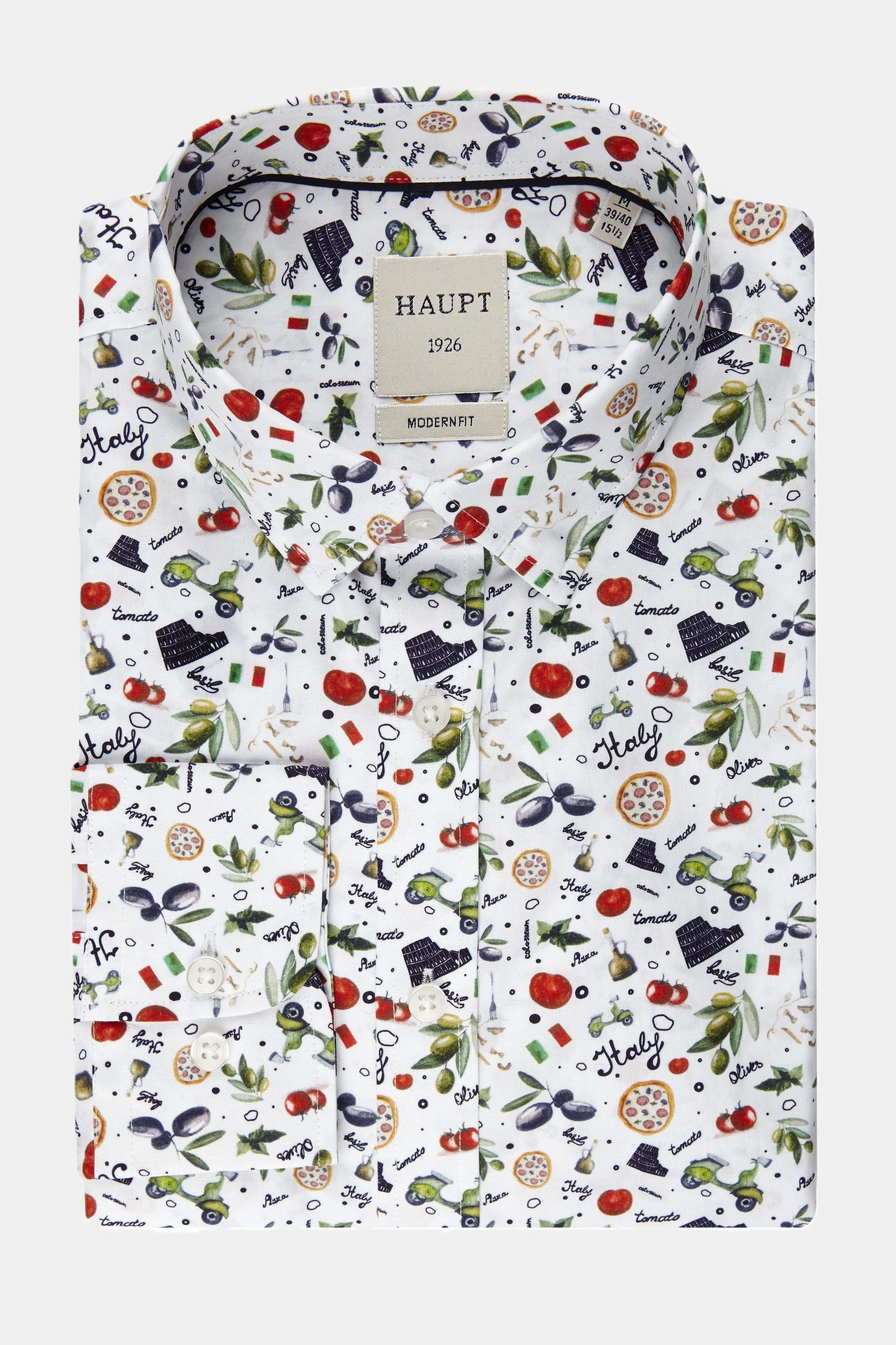 Haupt Langarmhemd Haupt Modern Fit Langarm Herrenhemd kulinarisches Muster günstig online kaufen