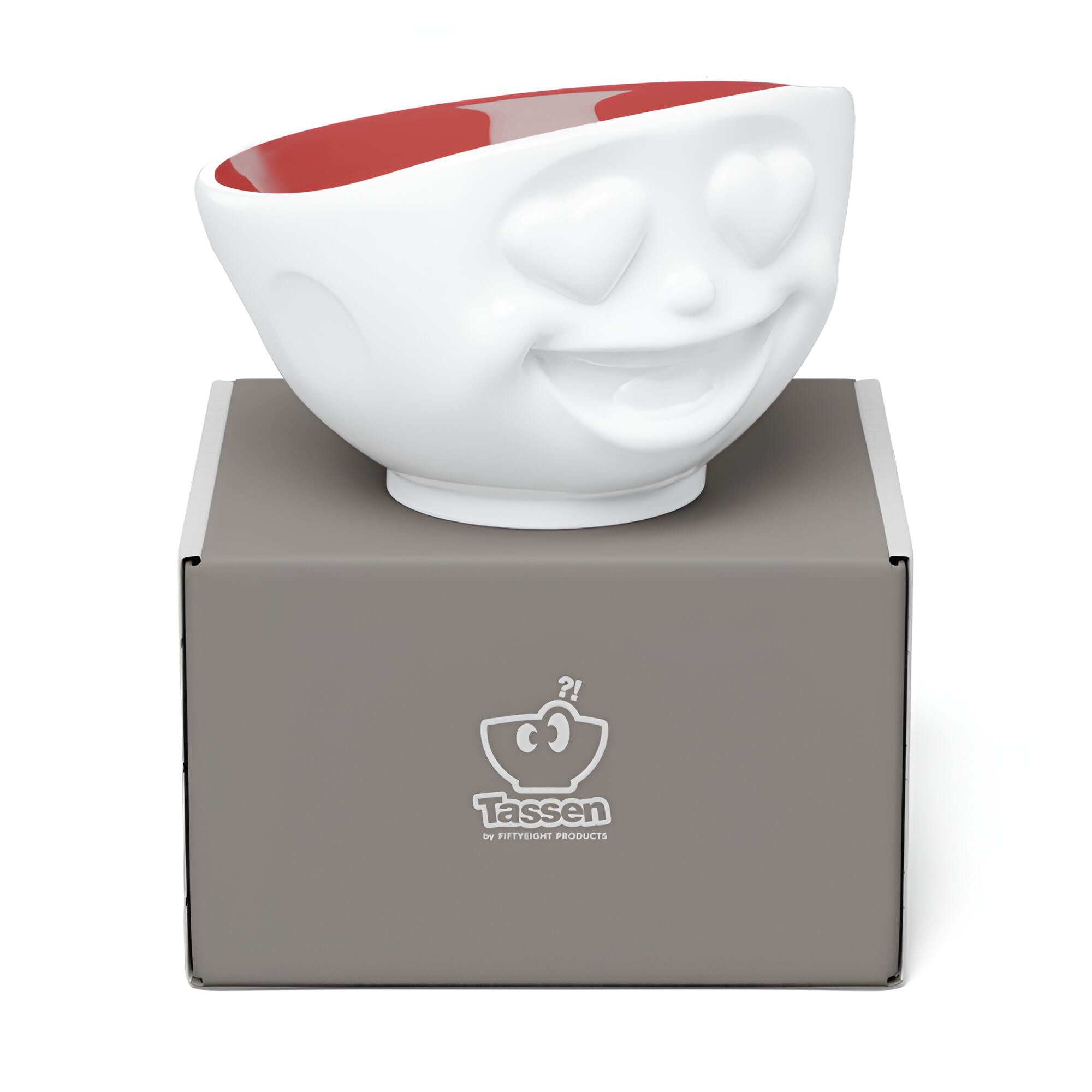 FIFTYEIGHT PRODUCTS Müslischale Schale Herzlich innen Rubin - 500 ml, Porzellan, (Einzelartikel), Spülmaschinenfest, Mikrowellengeeignet, Made in Germany