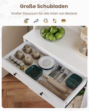 MSMASK Sideboard Küchenschrank Mehrzweckschrank mit Große Schublade,70 *40 *134 cm, Verstellbaren Ablagen, 3 Hakens, für Küche Wohnzimmer, Esszimmer
