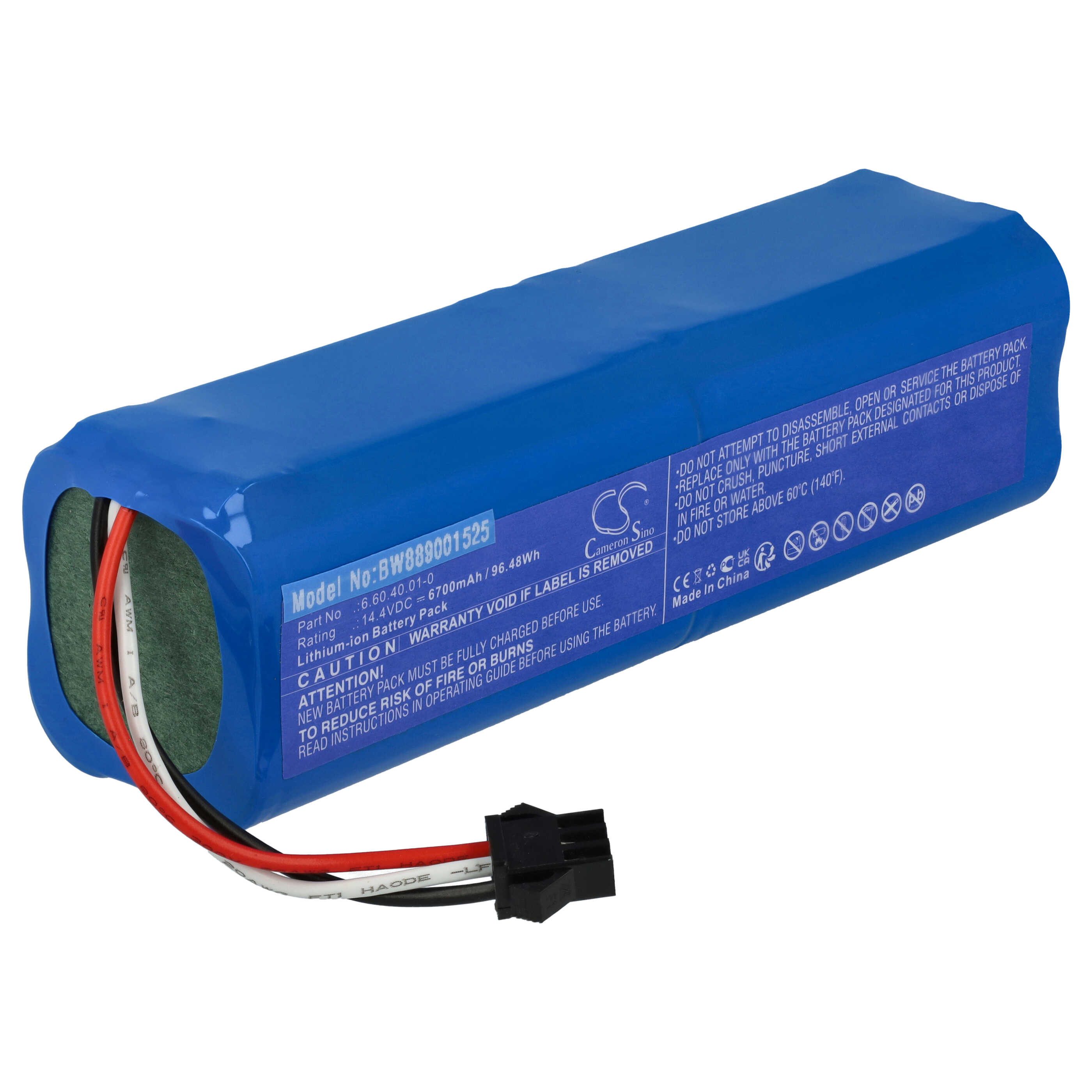 vhbw Akku passend für Lydsto S1, S1 Pro, R1 Pro, G2, R1 Saugroboter (6700 Staubsauger-Akku Akku Li-Ion 6700 mAh (14,4 V, 1 St), Leistungsfähiger Austausch-Akku für Ihren Saugroboter