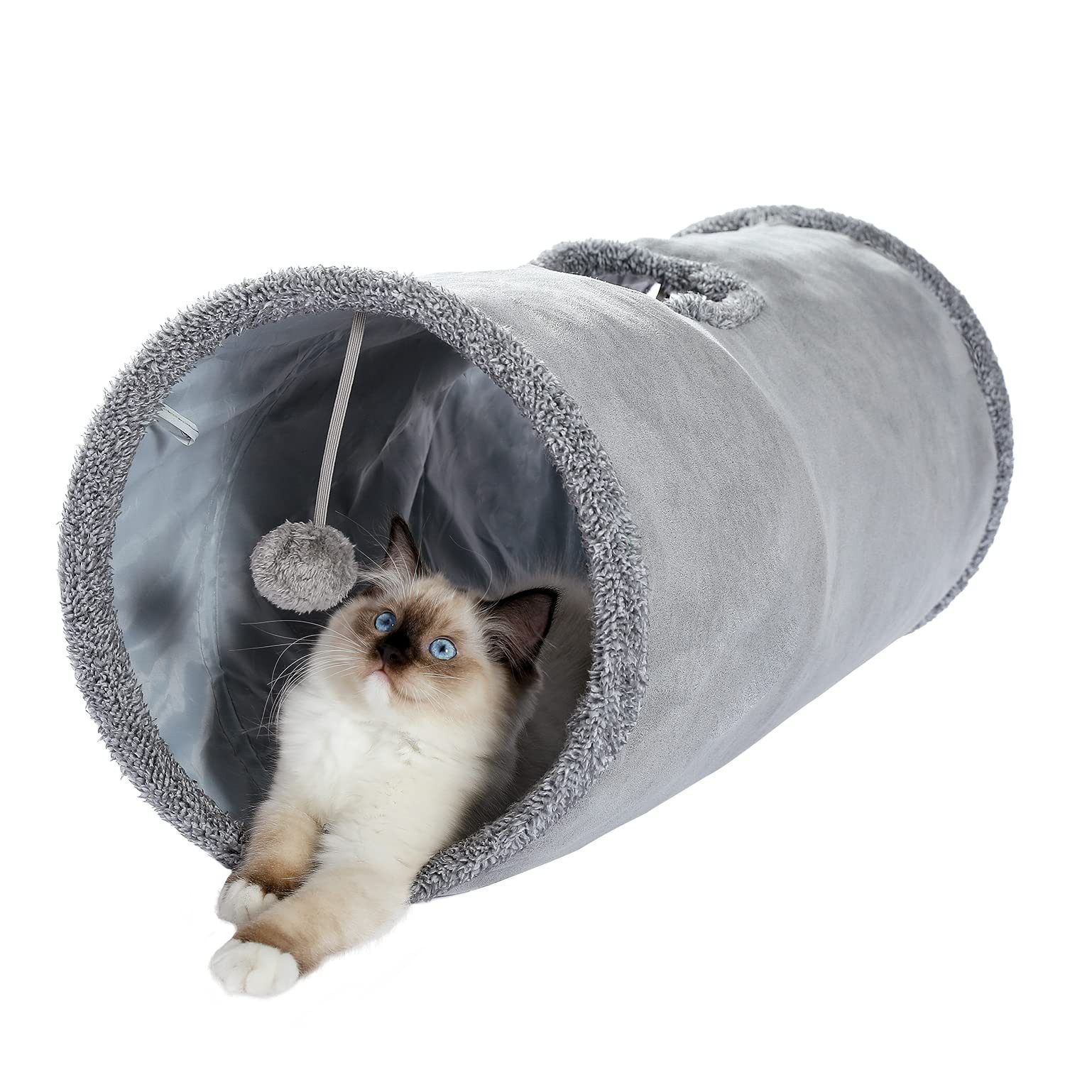 Tiertunnel Faltbar Katzentunnel mit Ball Rascheltunnel, Durchmesser 30 cm