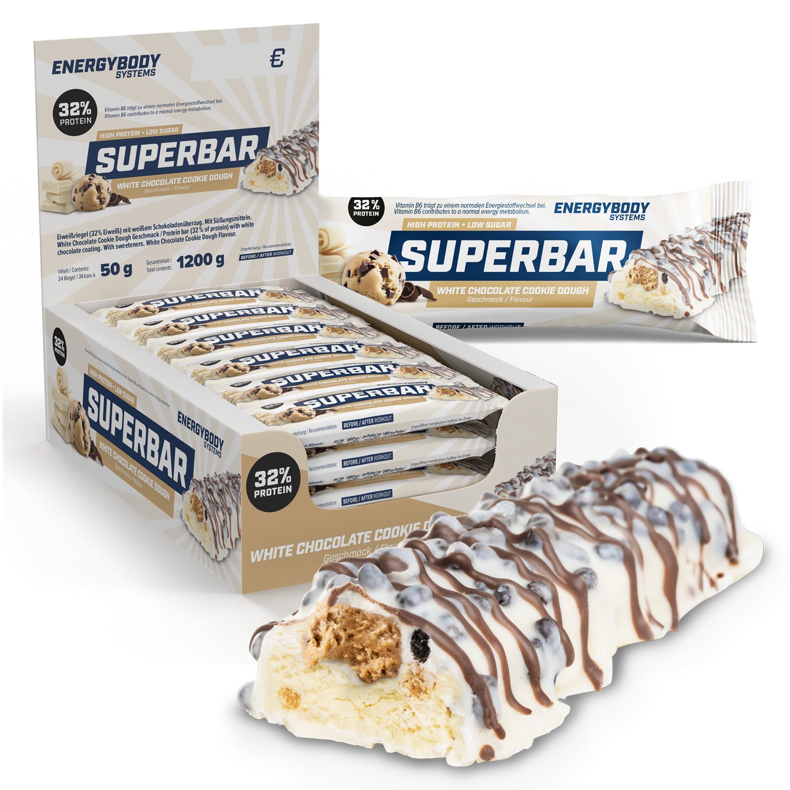 Energybody Systems Superbar Proteinriegel Eiweiß Riegel, 24 er, zuckerarm