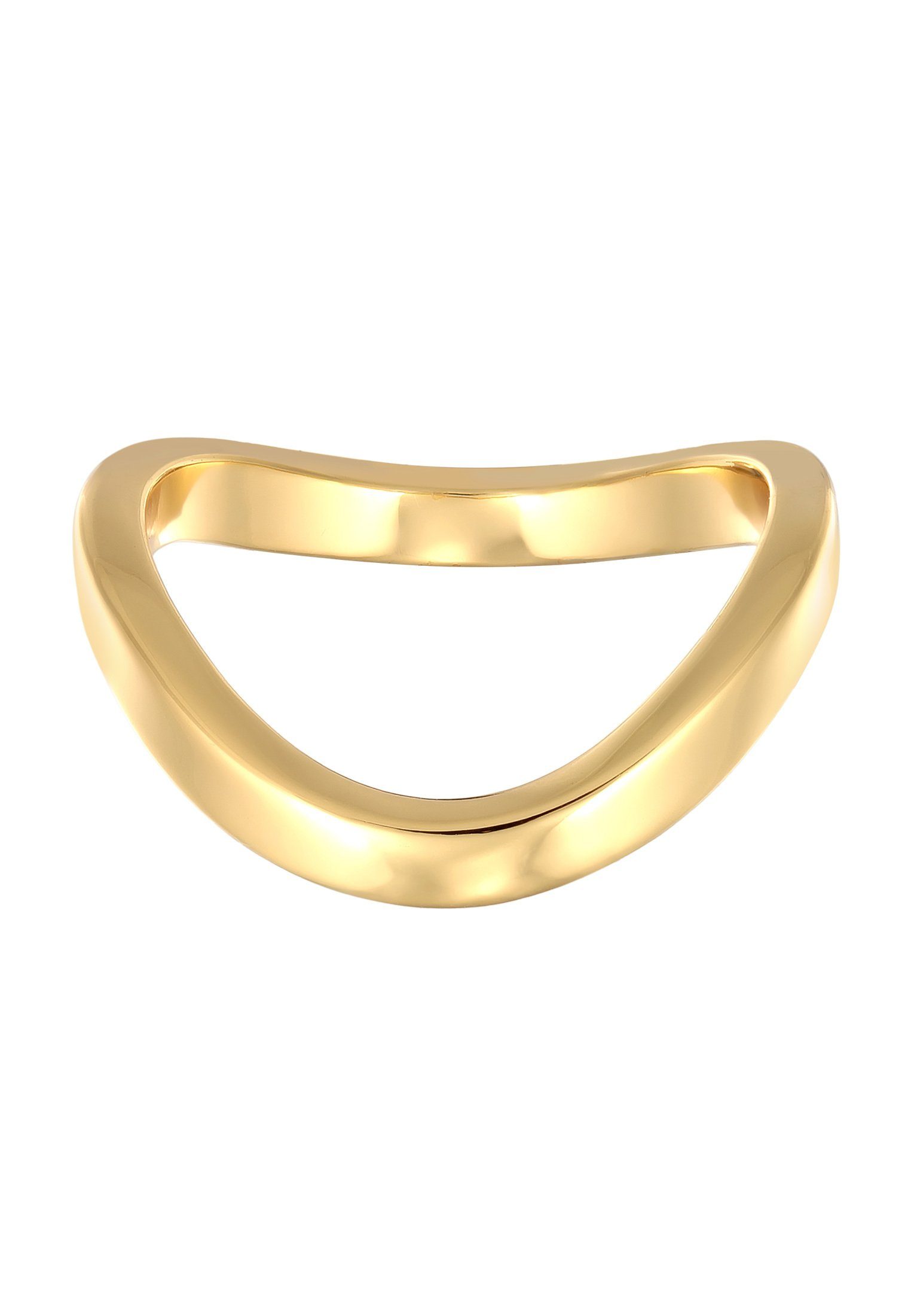 Elli Fingerring Bandring Stapelring Welle Goldfarben für Damen günstig online kaufen