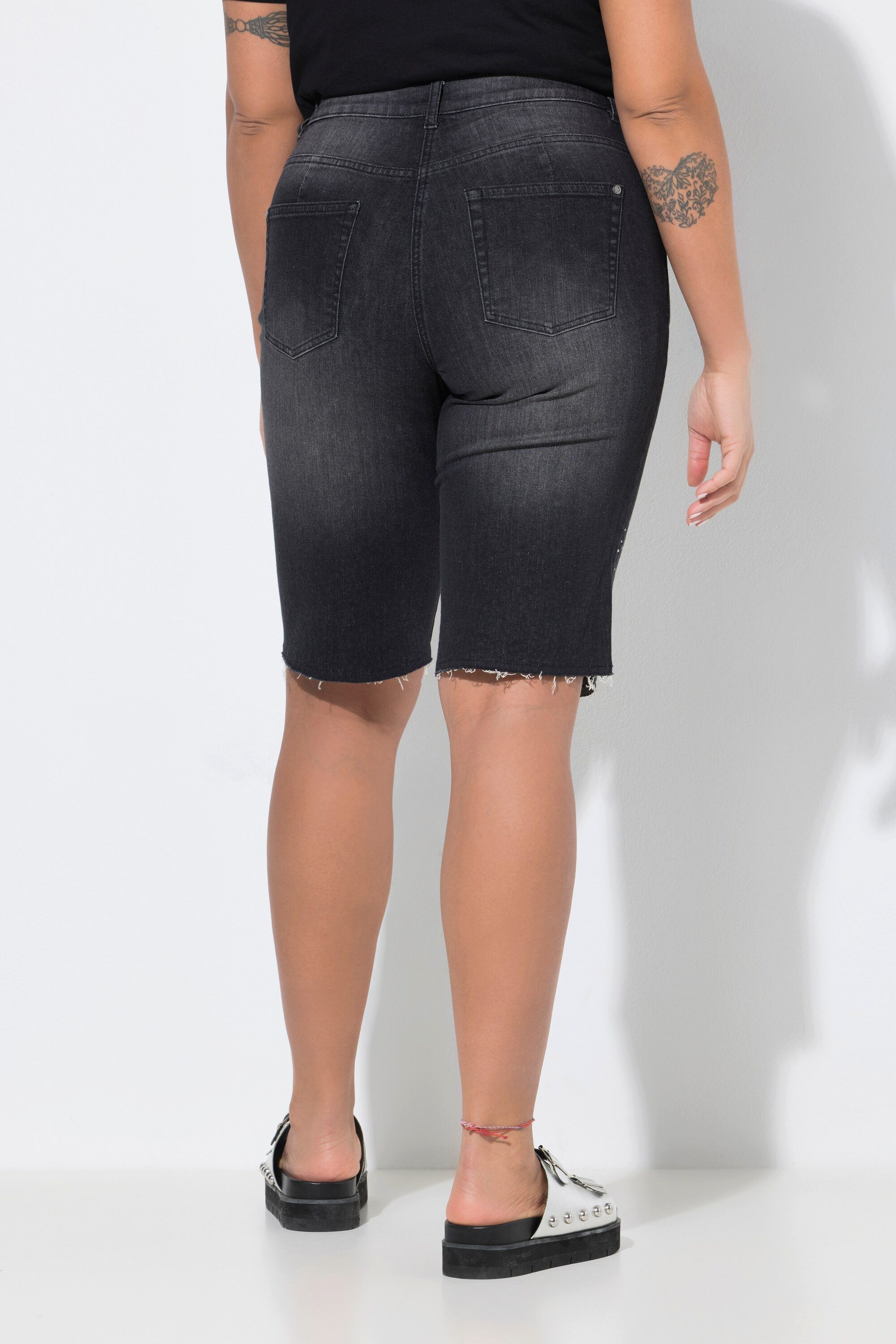 Angel of Style Regular-fit-Jeans Jeans-Bermuda Straight Fit Ziersteinchen