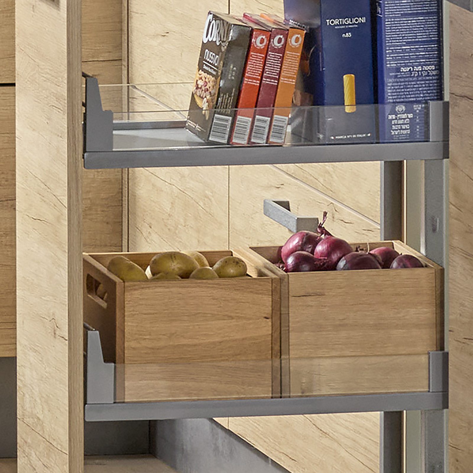 Kesseböhmer Auszug DISPENSA junior III Apothekerauszug ARENA Glasrahmen Tablare (1 St), für Korpusbreite 30 cm, silbergrau