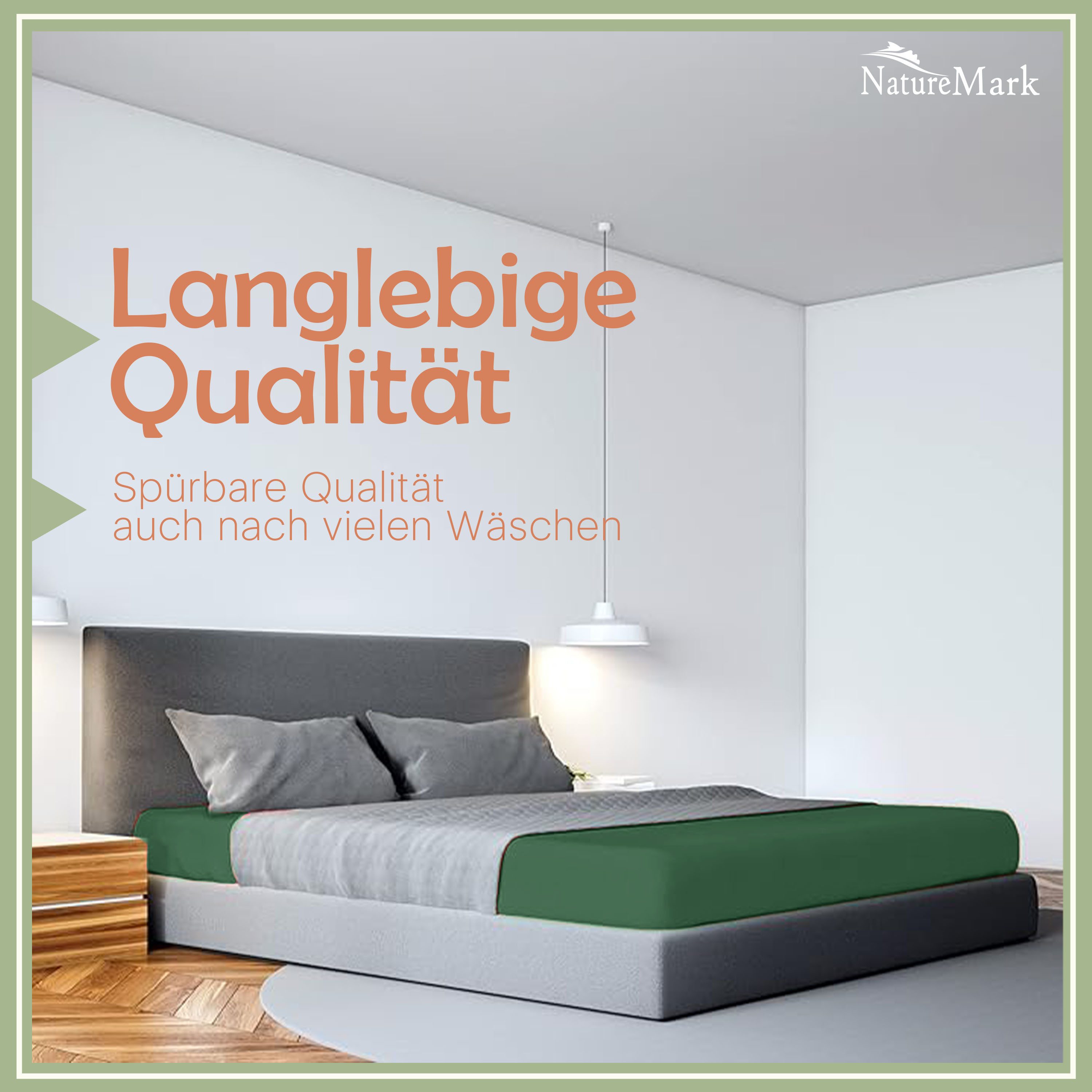 NatureMark Spannbettlaken Gebürstete Mikrofaser, Polyester, Gummizug: rundum, viele Größen und Farben Markenware (90x200 cm, Dunkel grün) – Bild 3 von 5