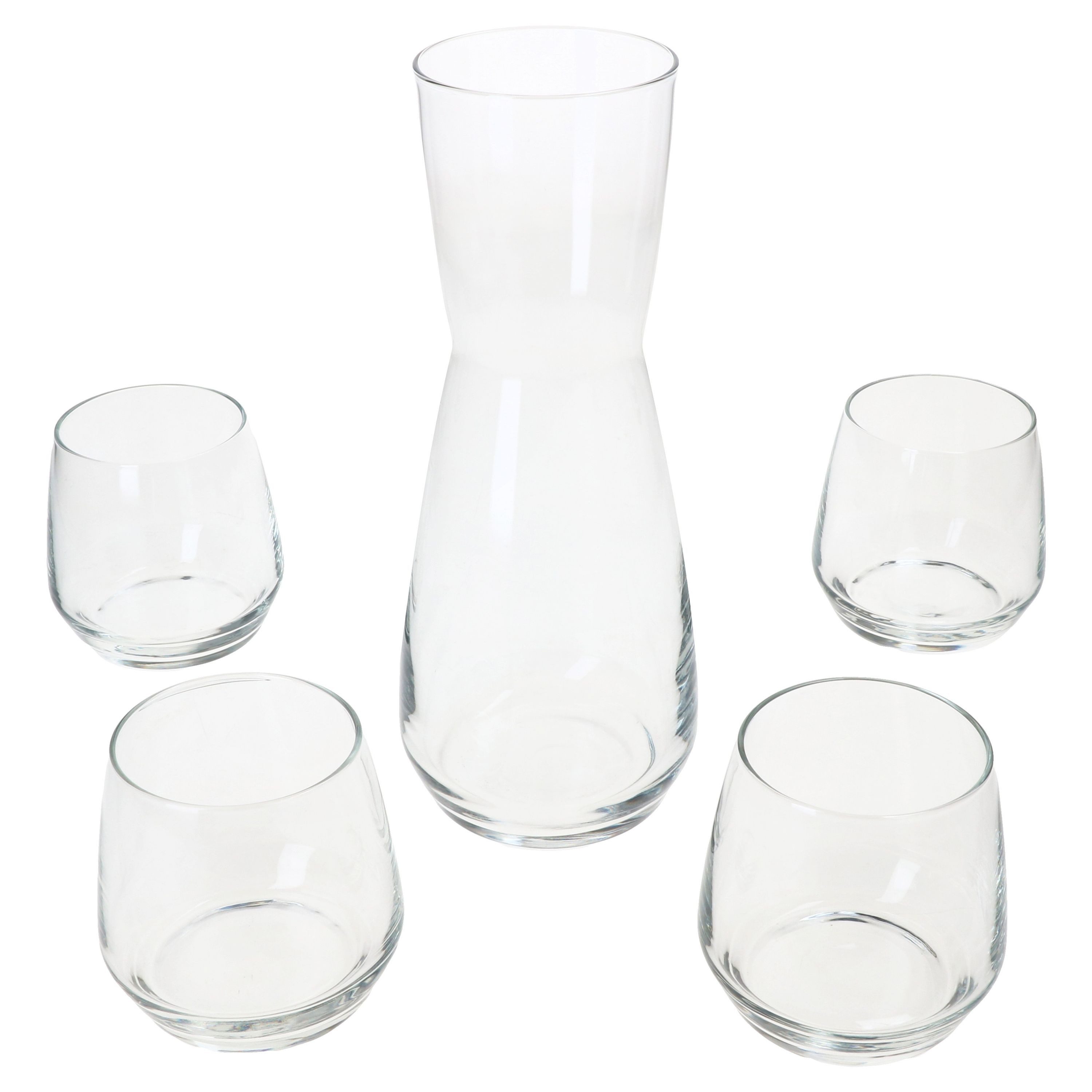 MamboCat Karaffe Vital 5tlg Karaffe Set Karaffe 1L + 4x Trinkgläser 350ml Glas Eistee