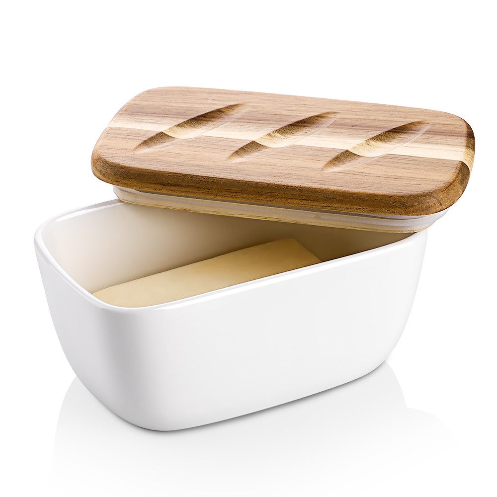 Dowan Butterdose DOWAN 14.48 cm Große Butterdose - Keramik-Butterdose mit Deckel, weiß