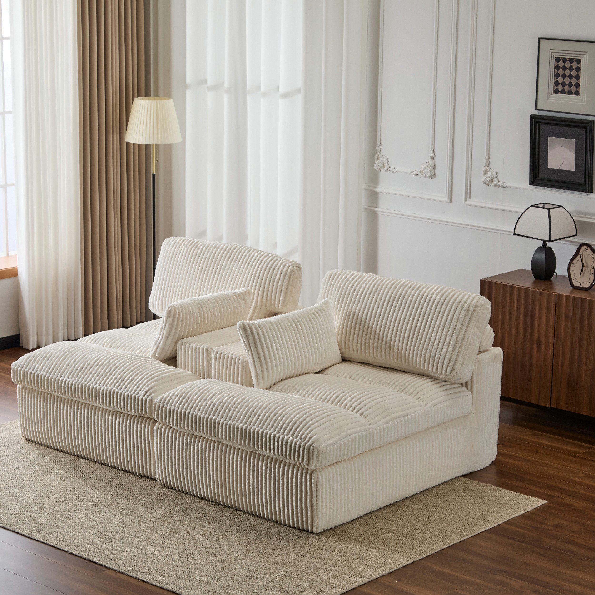 Leawin Loungesofa Sofa mit Bettfunktion 2-Sitzer – Cordsofa Sofas Wohnzimmer, Weicher Cordbezug, großes Schlafsofa, ideal für kleine Räume