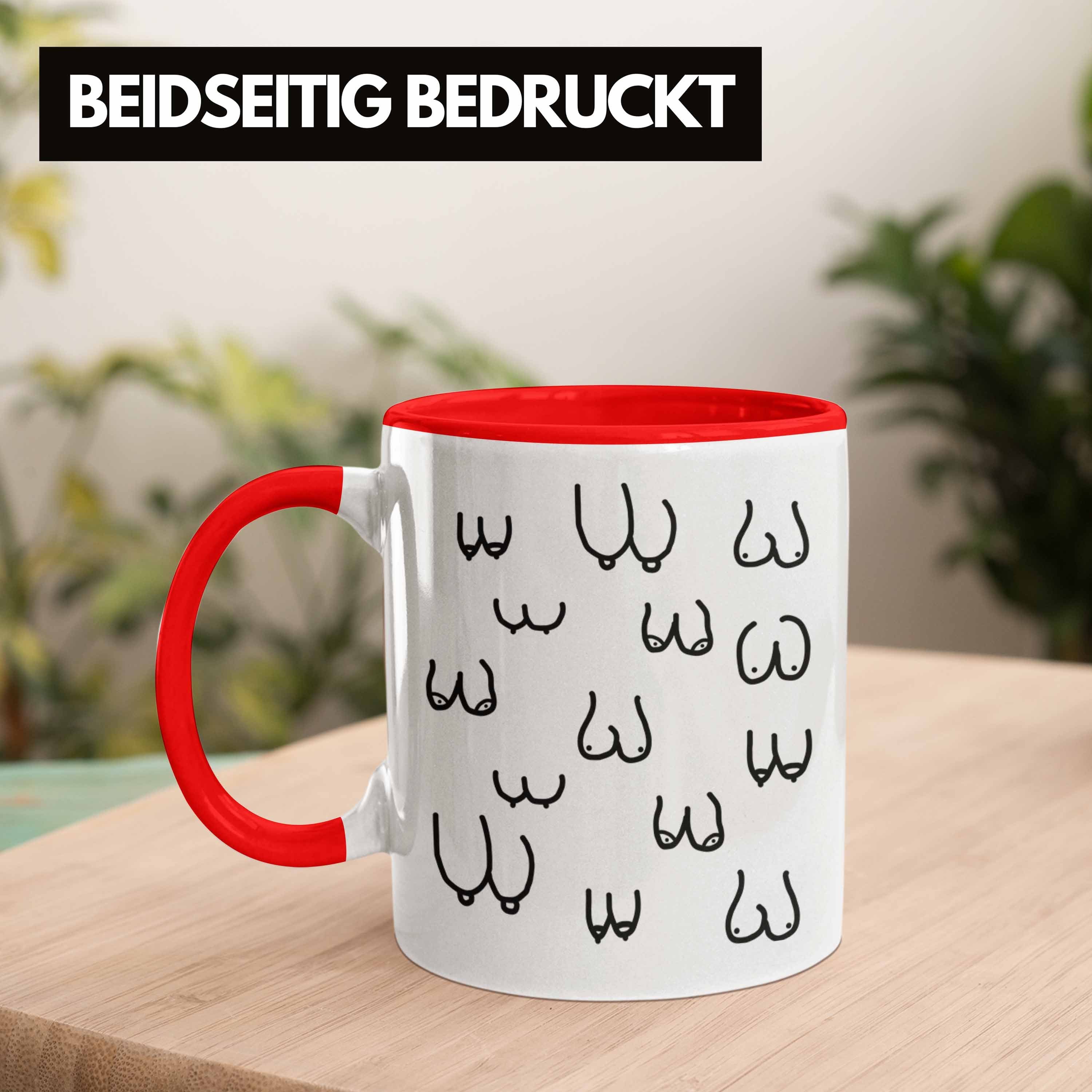 Brüsten Rot Kaffeetasse Trendation Trendation / Tasse Feminismus Lustige Geschenkidee Lustige als - für Tasse Erwachsene 18+ mit Busen