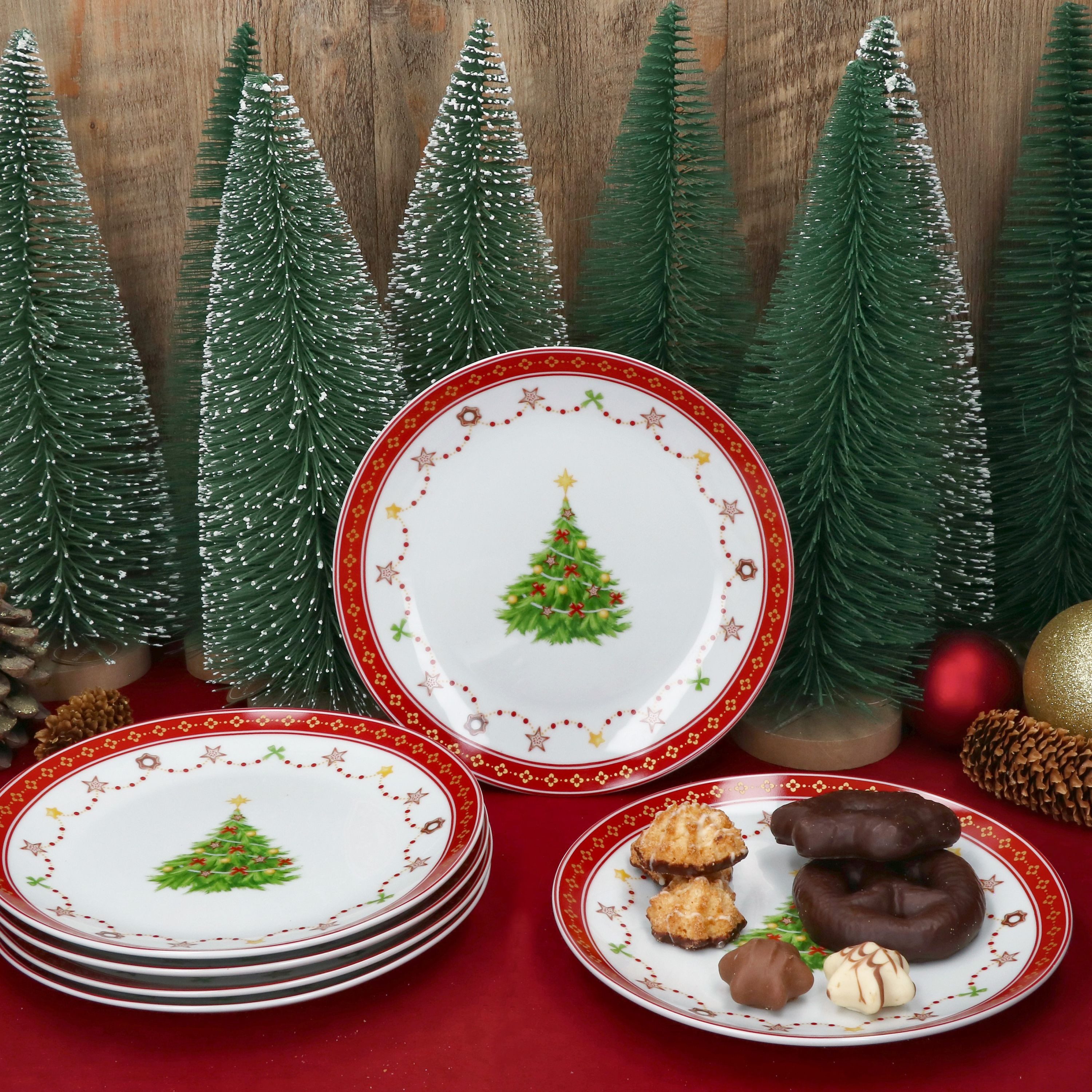 MamboCat Frühstücksteller 6x Weihnachtstraum Kuchenteller Porzellan Dessert-Teller Weihnachten