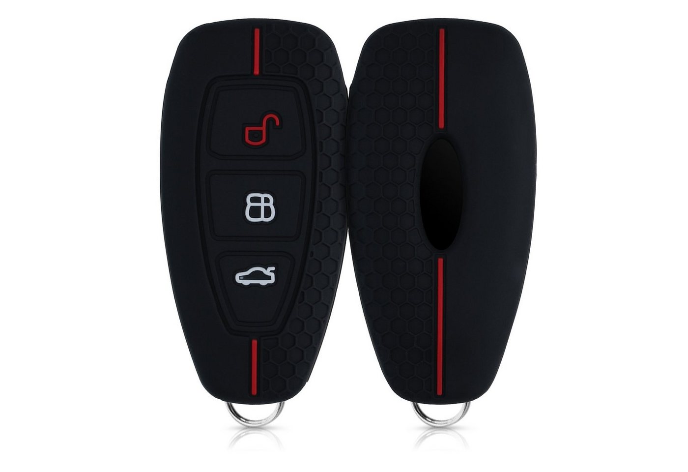 kwmobile Schlüsseltasche Autoschlüssel Silikon Hülle für Ford 3-Tasten Autoschlüssel Keyless Go (1-tlg), Schlüsselhülle aus Silikon - in Schwarz Rot