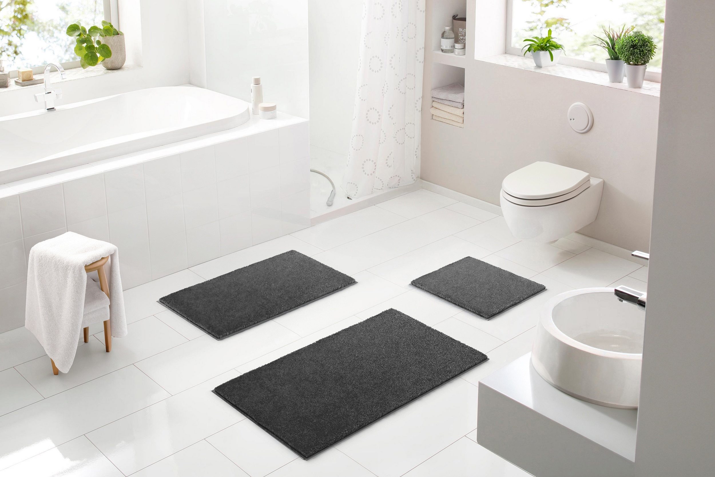 Grund Badematte   ¦ schwarz ¦ Synthetik ¦ Maße (cm): B: 50 H: 1,8 Badtextil günstig online kaufen