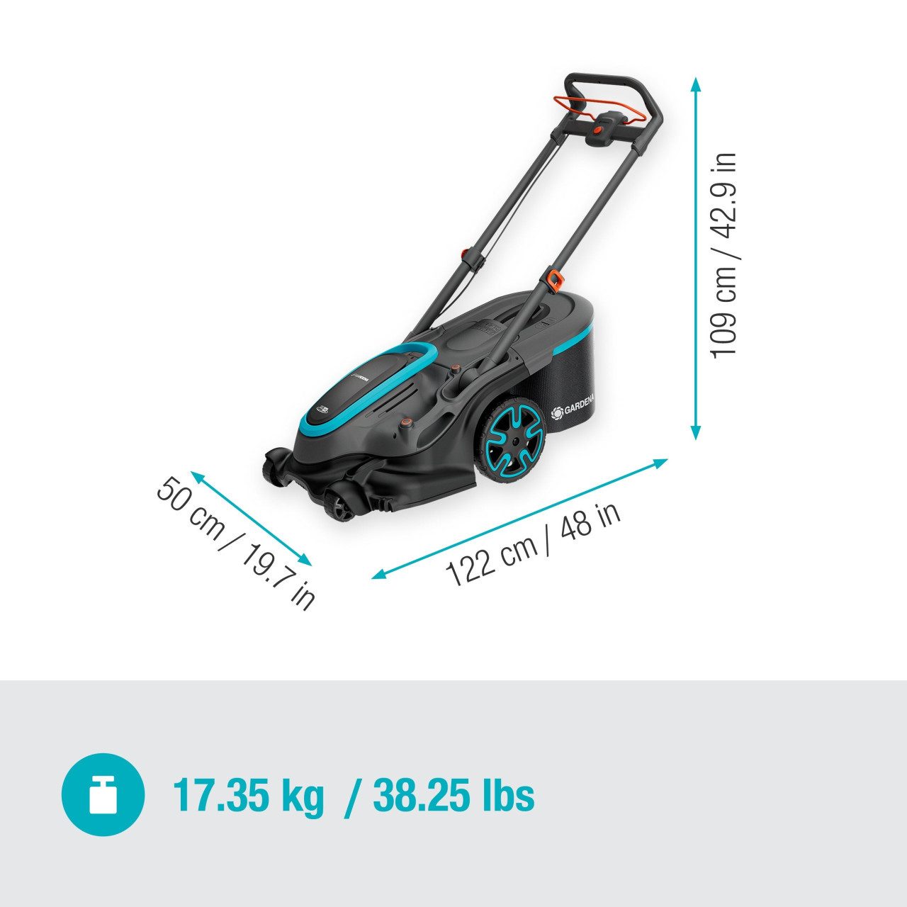 GARDENA Akkurasenmäher Gardena Akku Rasenmäher PowerMax Duo 46/36V, 46 cm, Mit Akku + Ladegerät