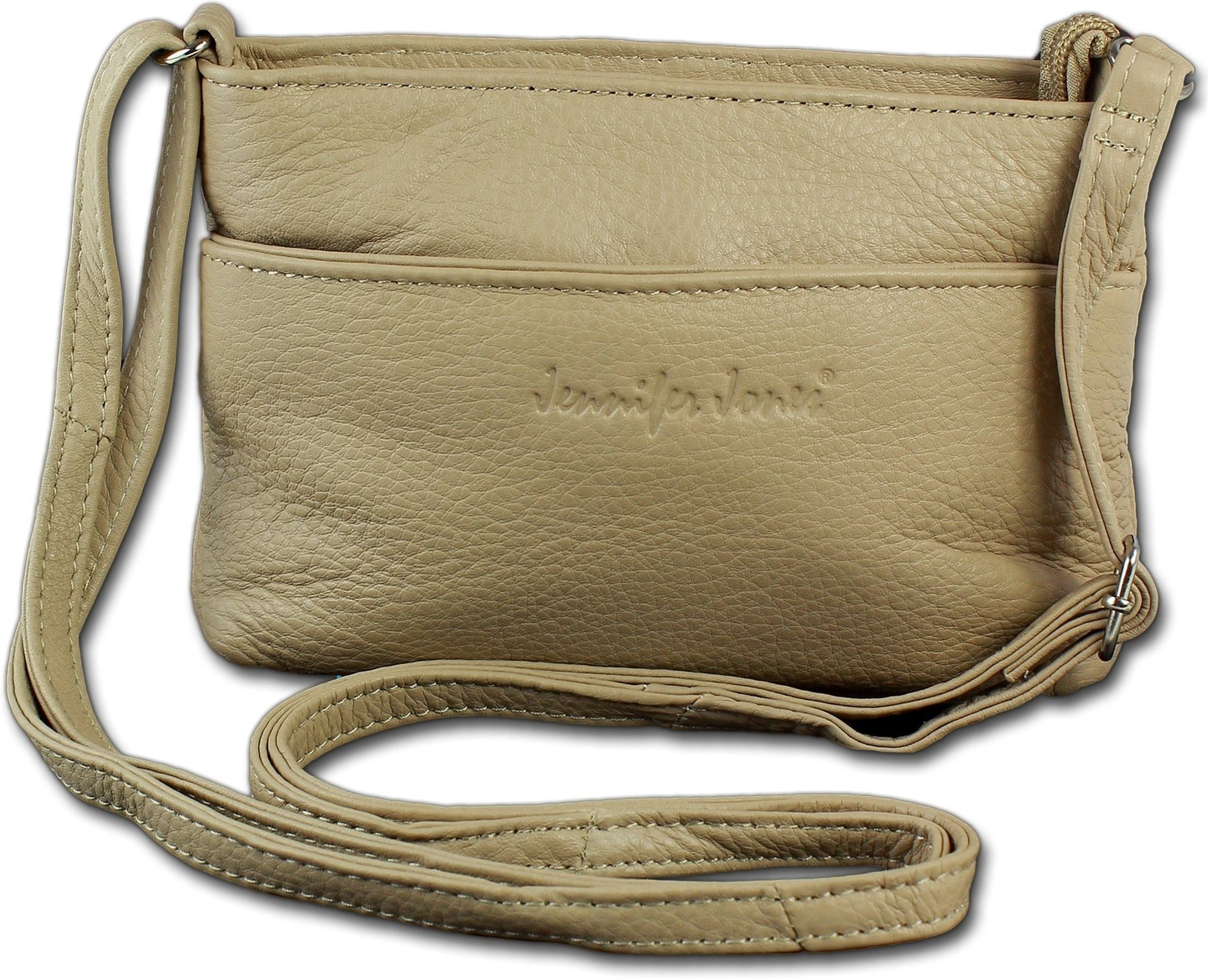 Jennifer Jones Umhängetasche Jennifer Jones Leder Damenhandtasche, Damen  Tasche aus Leder, Größe ca. 21,5cm in beige (braun)