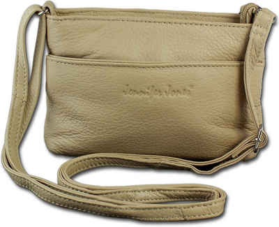 Jennifer Jones Umhängetasche Jennifer Jones Leder Damenhandtasche (Umhängetasche, Umhängetasche), Damen Tasche aus Leder, Größe ca. 21,5cm in beige (braun)