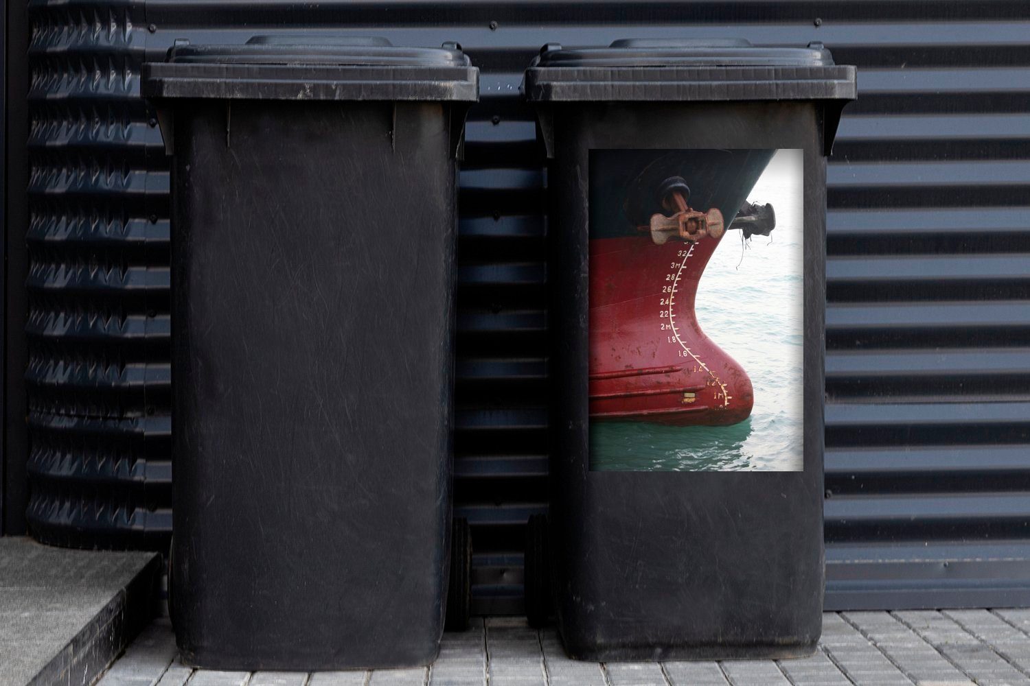 Sticker, Container, MuchoWow Segelschiff St), Abfalbehälter einem (1 von Mülltonne, Mülleimer-aufkleber, Wandsticker Anker