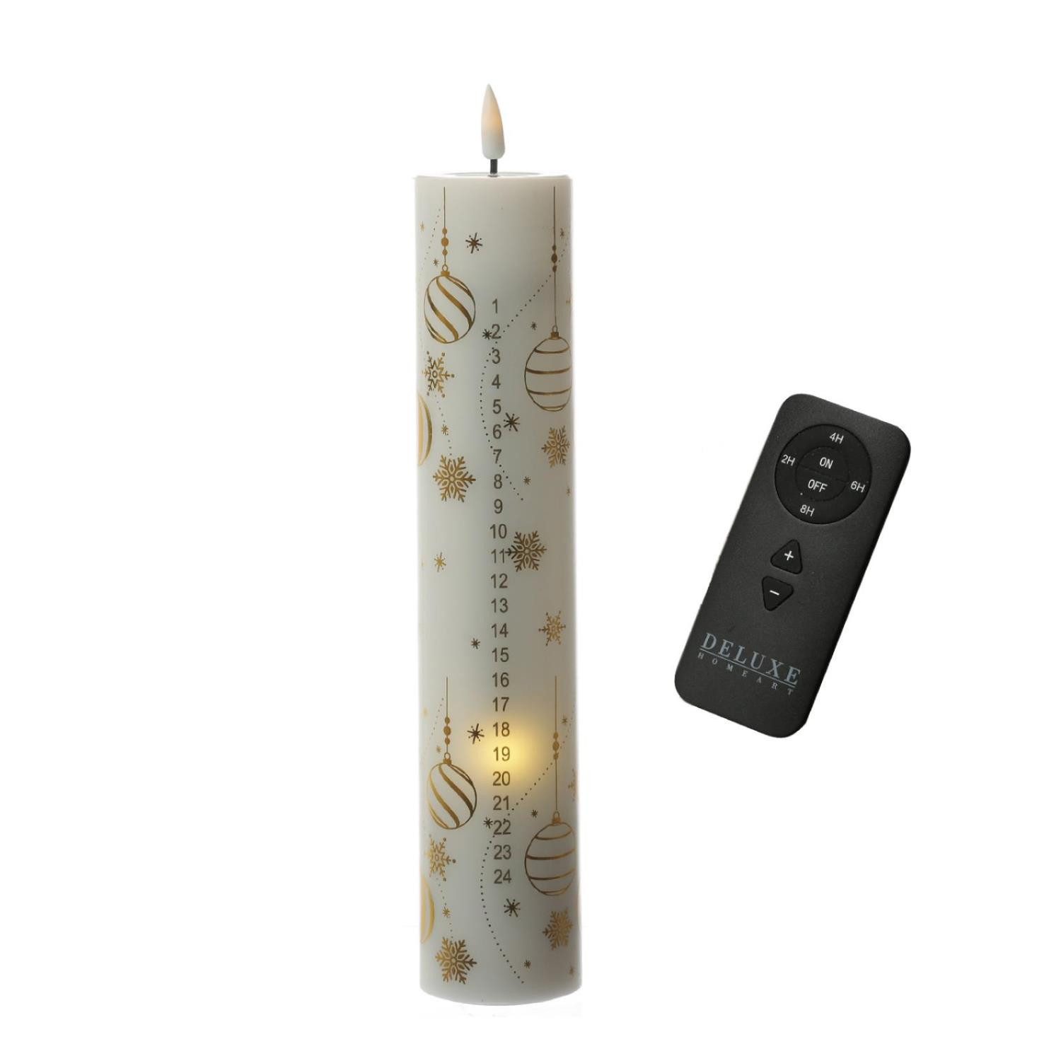 Deluxe Homeart LED-Kerze LED Adventskalenderkerze 24 Zahlen Weihnachtskerze günstig online kaufen